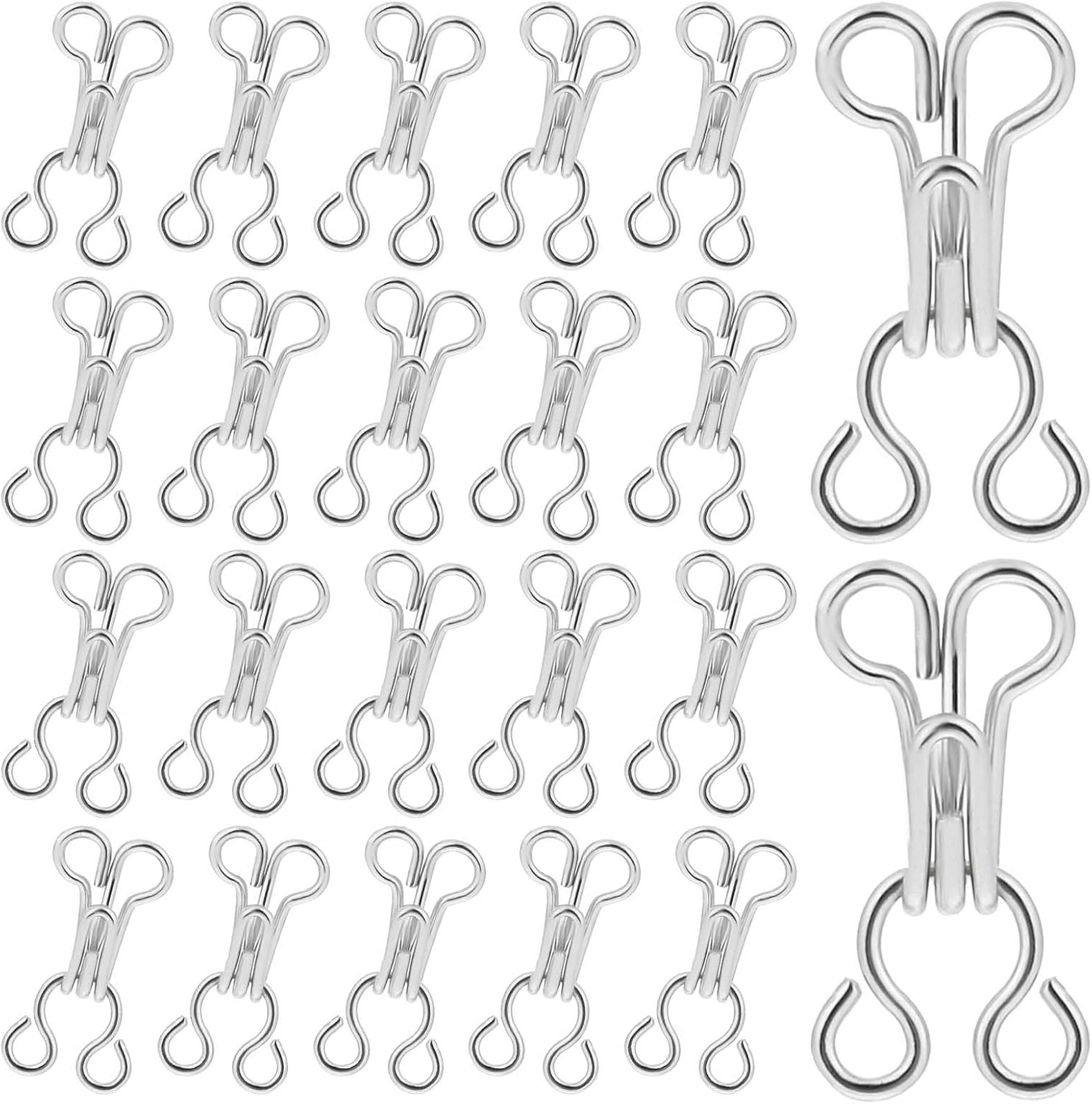 100 Pairs Sewing Hooks and Eyes Brass Closure Clips for Clothing and DIY