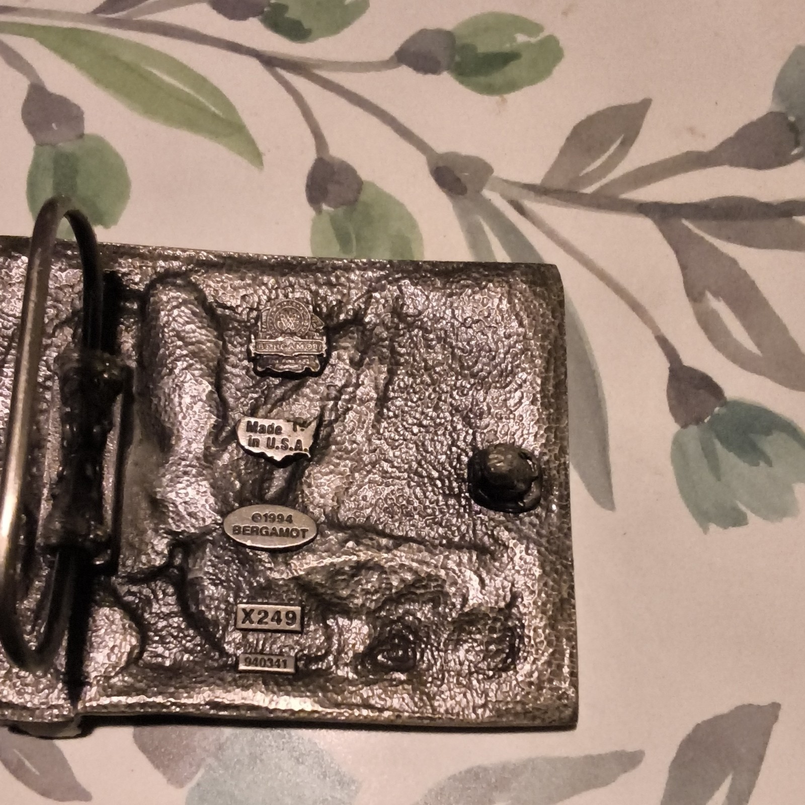 Bergamot Vintage Military Soldier Belt Buckle Silver Metal Made in USA