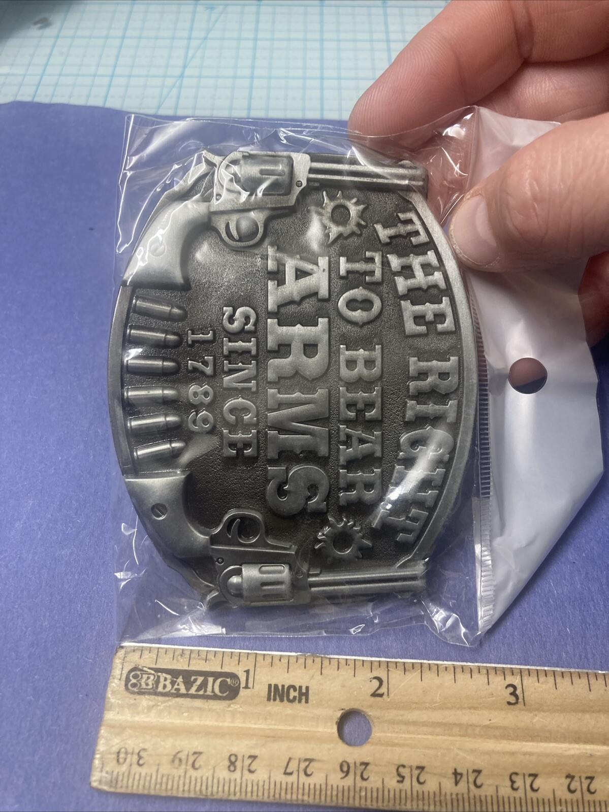 NEW &lsquo;The Right to Bear Arms Since 1789&rsquo; Western Style Metal Belt Buckle/China.