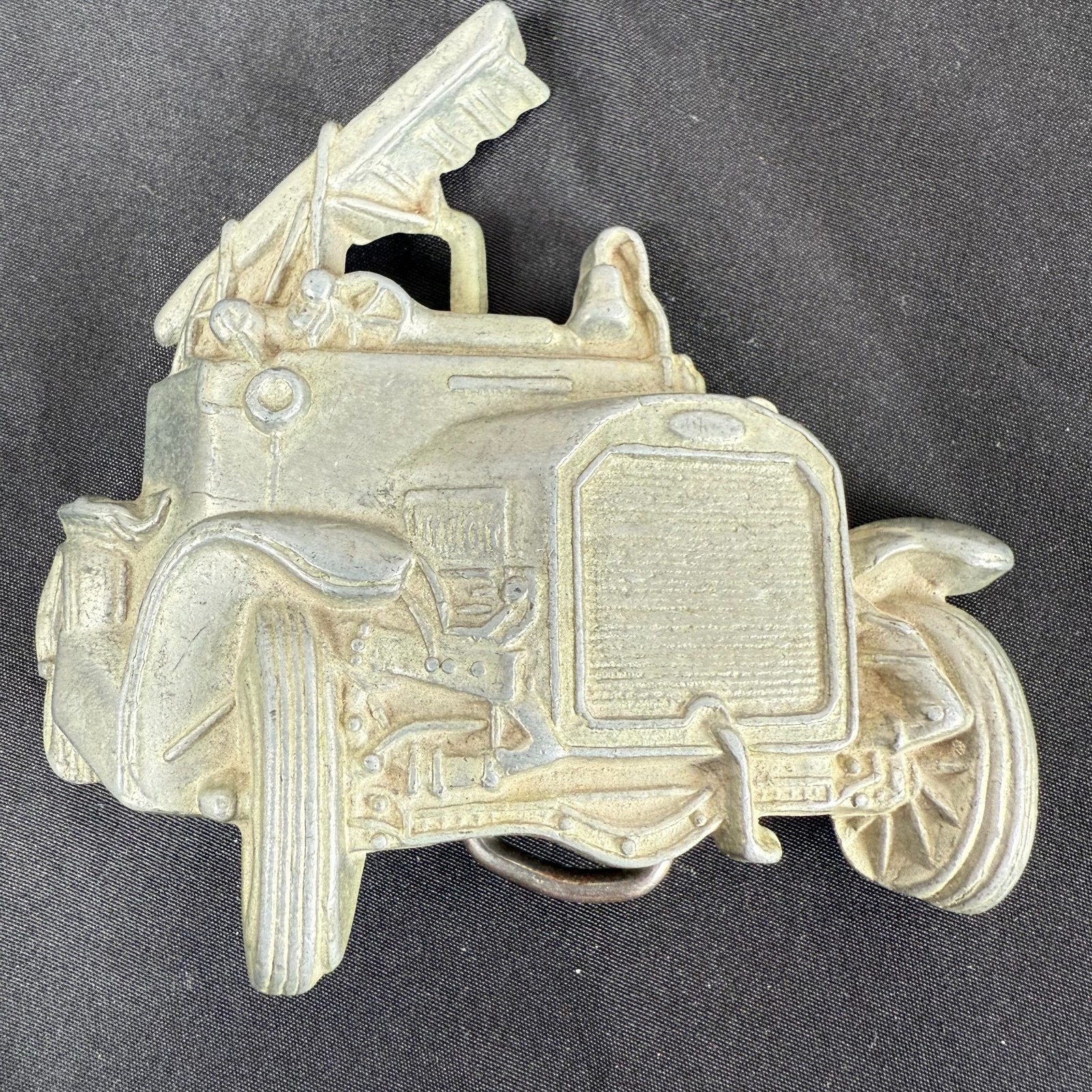 Vintage Brass Old Fashion Fire Truck Hook + Ladder Belt Buckle 3.5&Prime; Fireman