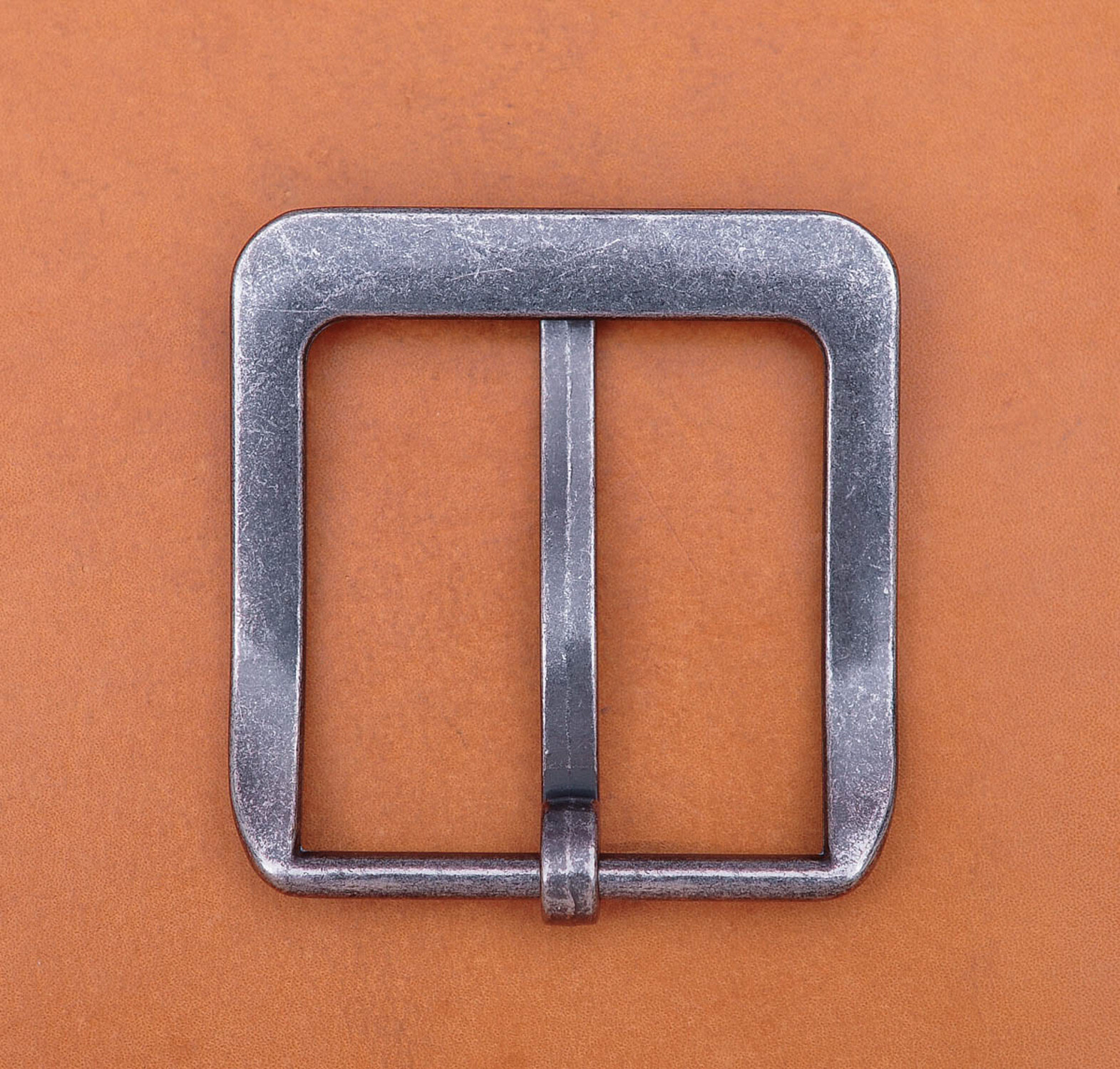 46mm Retro Silver Two-Tone Heavy Square Wide Single Prong Pin Clips Belt Buckle
