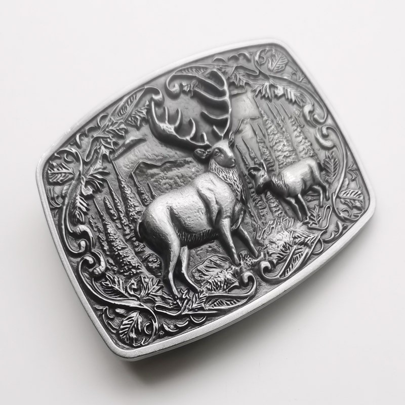 Outdoor Double Deer Zinc Alloy Belt Buckle Fashion Trend Belt Buckle