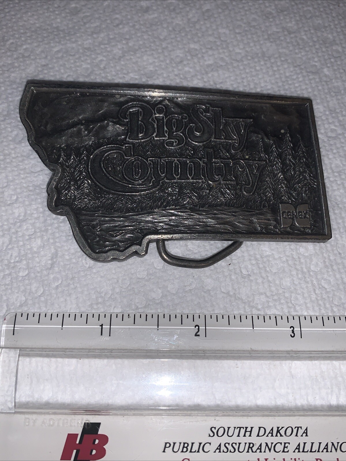 Big Sky Country Cenex 1976 Bergamot Brass Works shaped like Montana Oil Ad