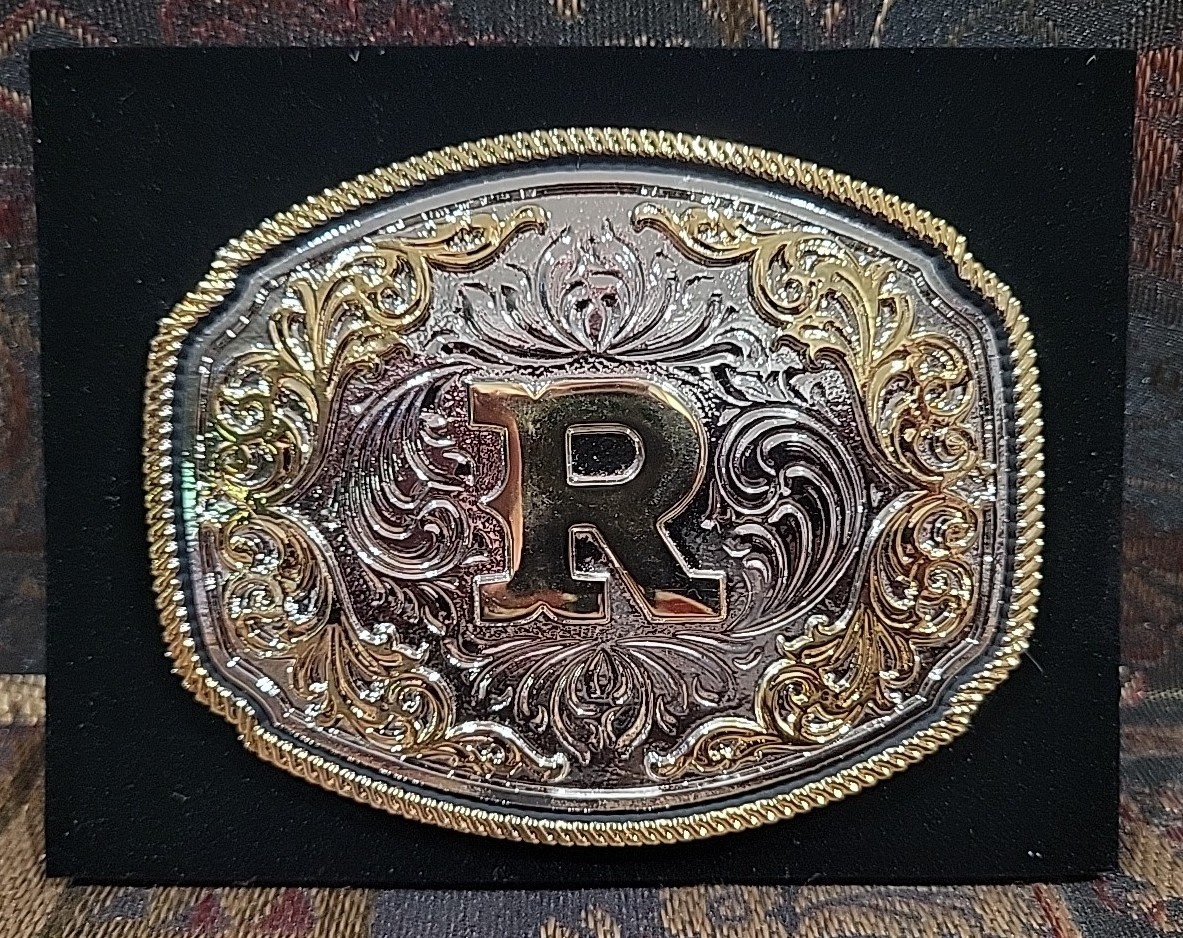 Montana Silversmiths Men&rsquo;s Letter « R » Attitude Belt Buckle Open Box