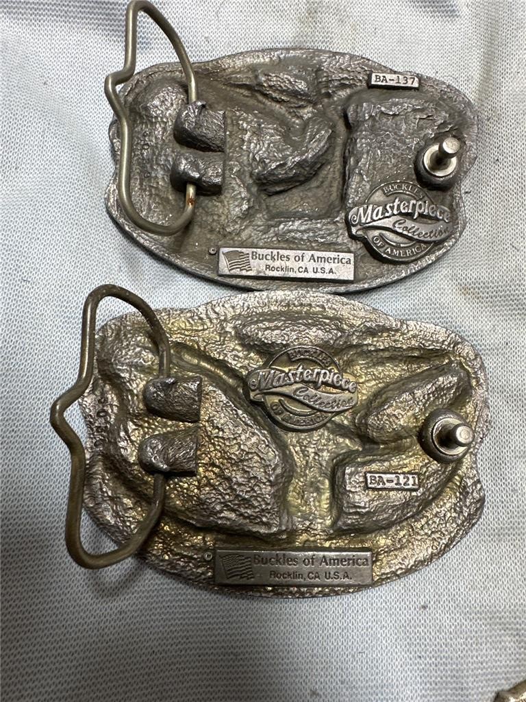 Five Vintage I&rsquo;d Rather Be Belt Buckles, Fishing, Duck Hunting, Deer Hunting,