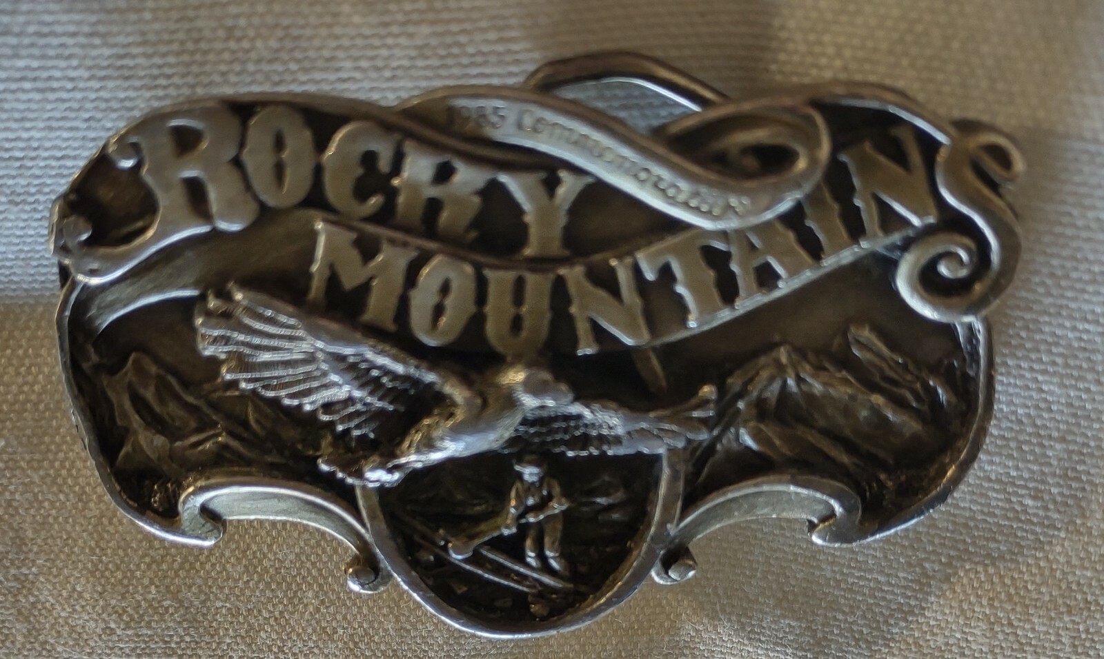 Rocky Mountains Belt Buckle Eagle Gold Miner 1985 Commemorative 51/2500 Vintage