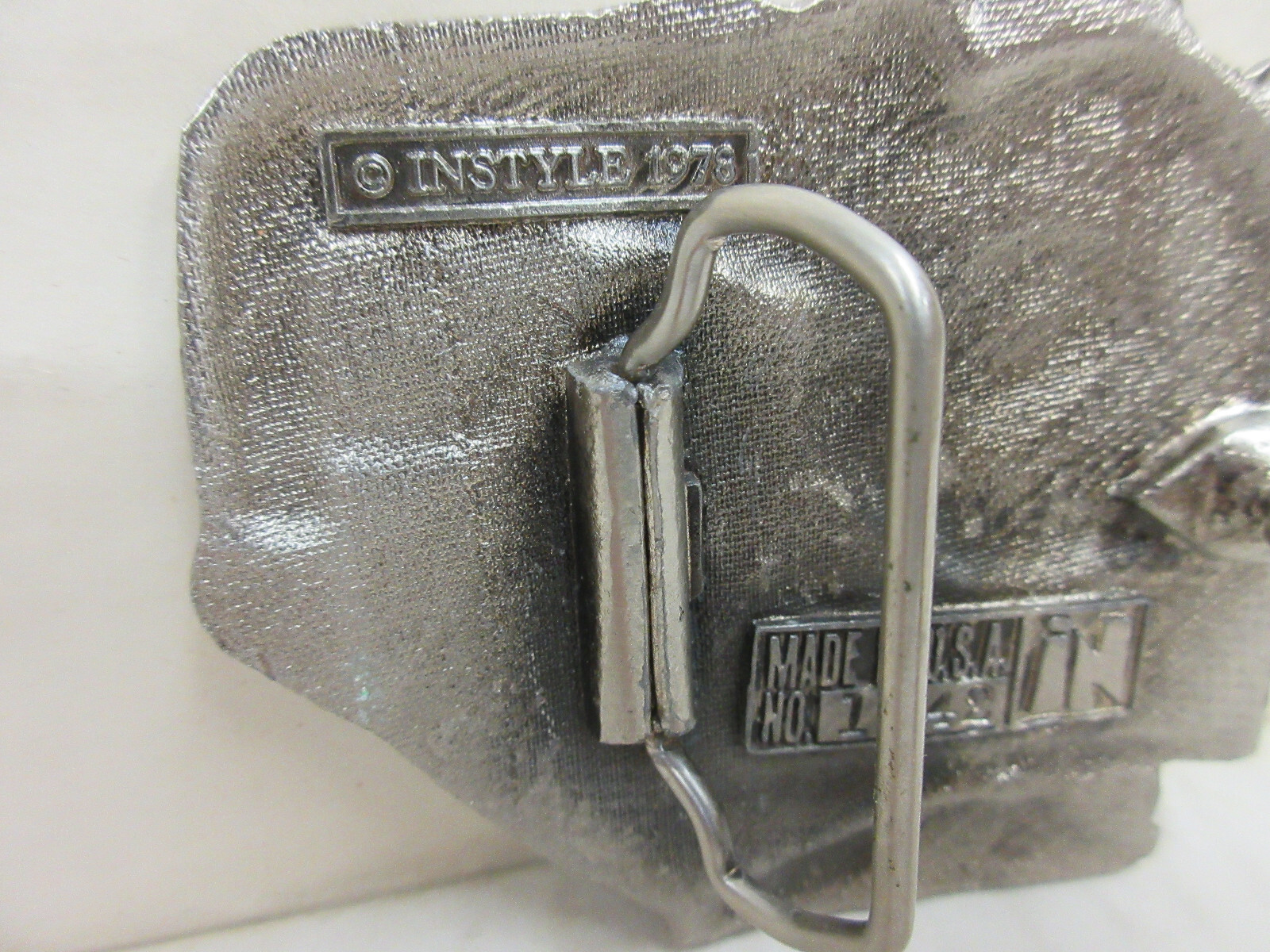 1970s InStyle Locomotive Train Belt Buckle White Metal Men&rsquo;s Fashion Accessory