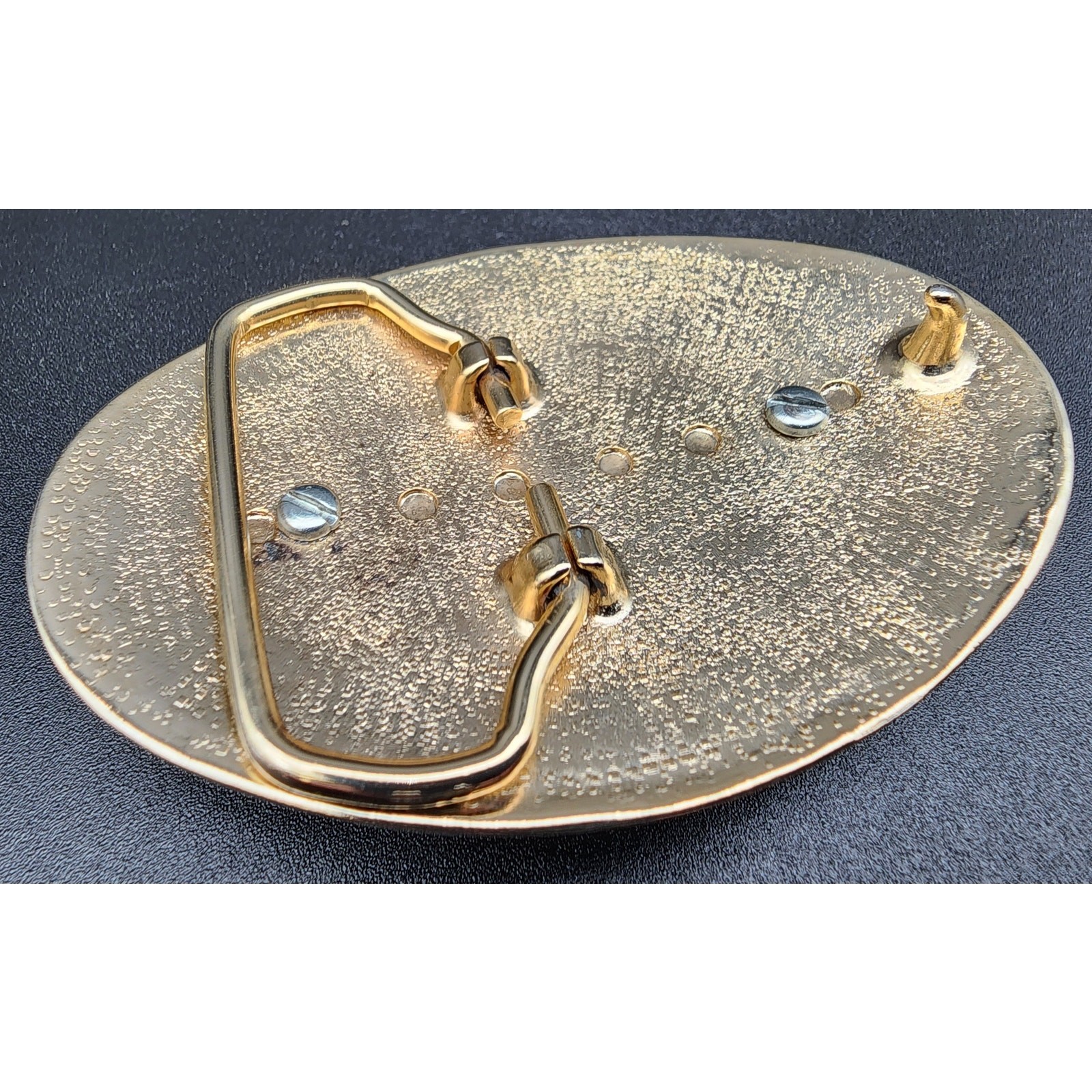 Vintage Brass Horse Head Belt Buckle with Porcelain Cameo 3.25&Prime; Western