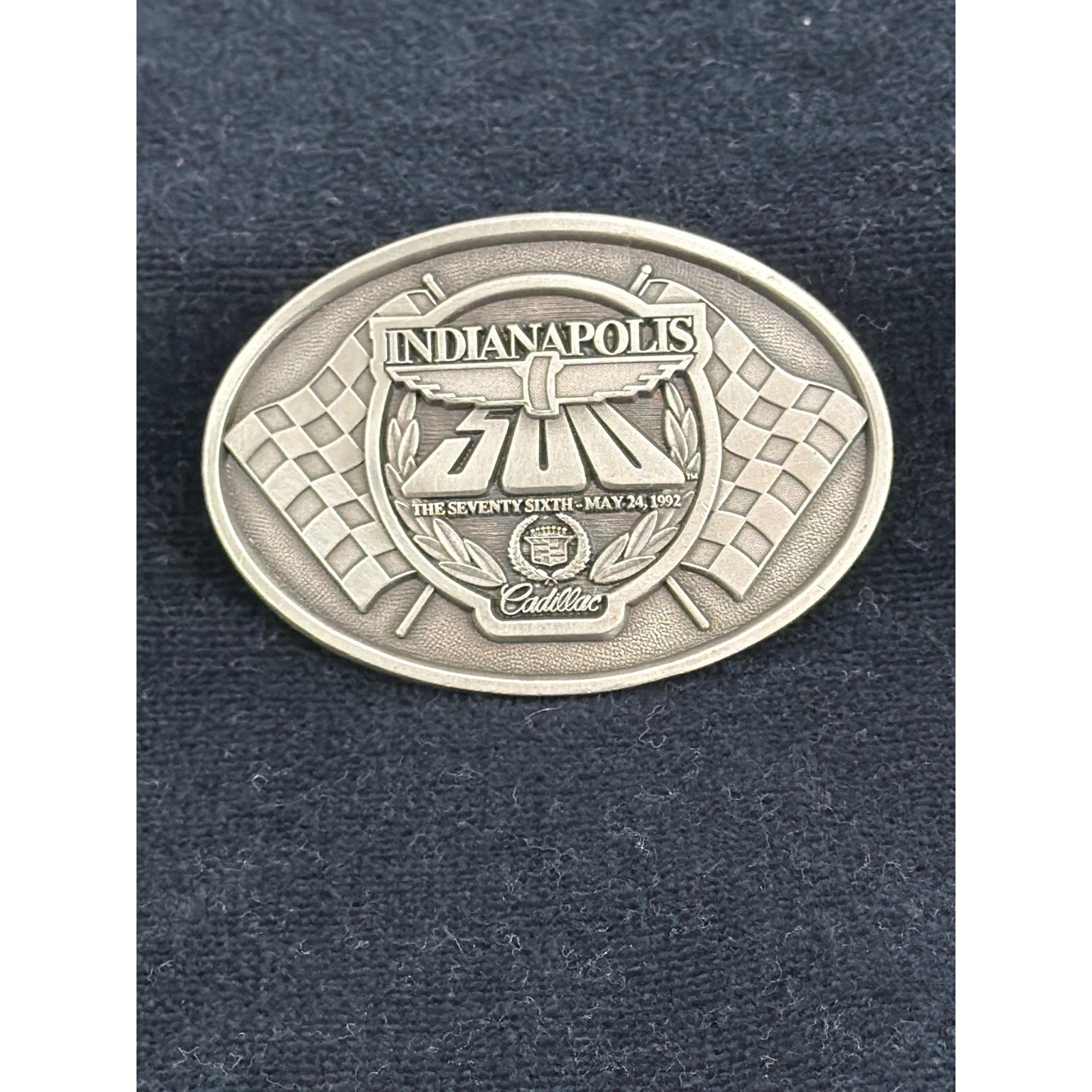 1992 Indianapolis 500 Belt Buckle Solid Pewter Limited Edition Cadillac 100/500