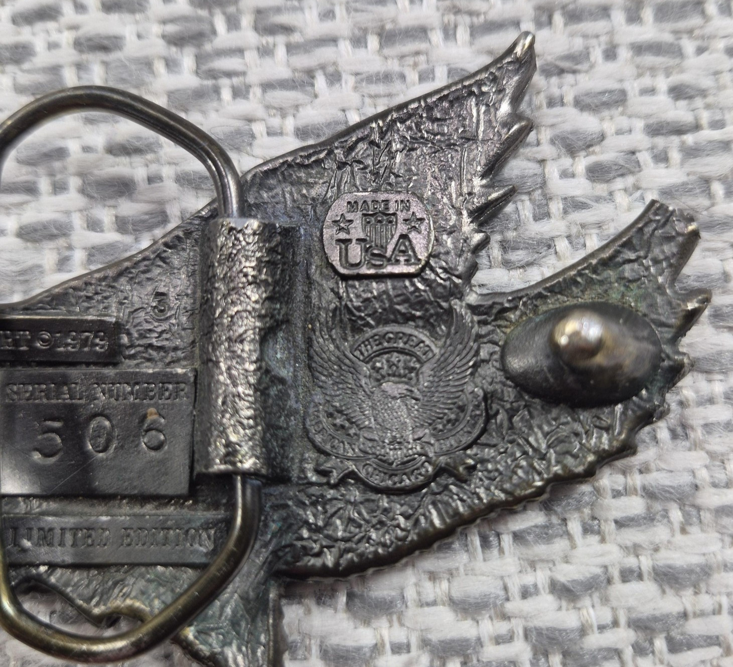 Vintage The Great American Buckle Co Belt Buckle Mens Silver Eagle 1979 Edition