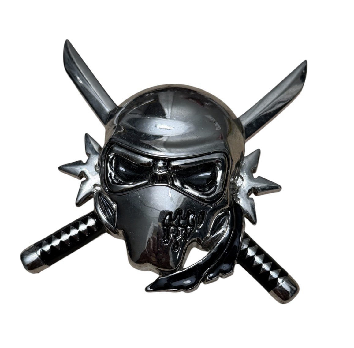 Skull Belt Buckle Skeleton Metal Gothic Tattoo Halloween Costume Crossed Swords
