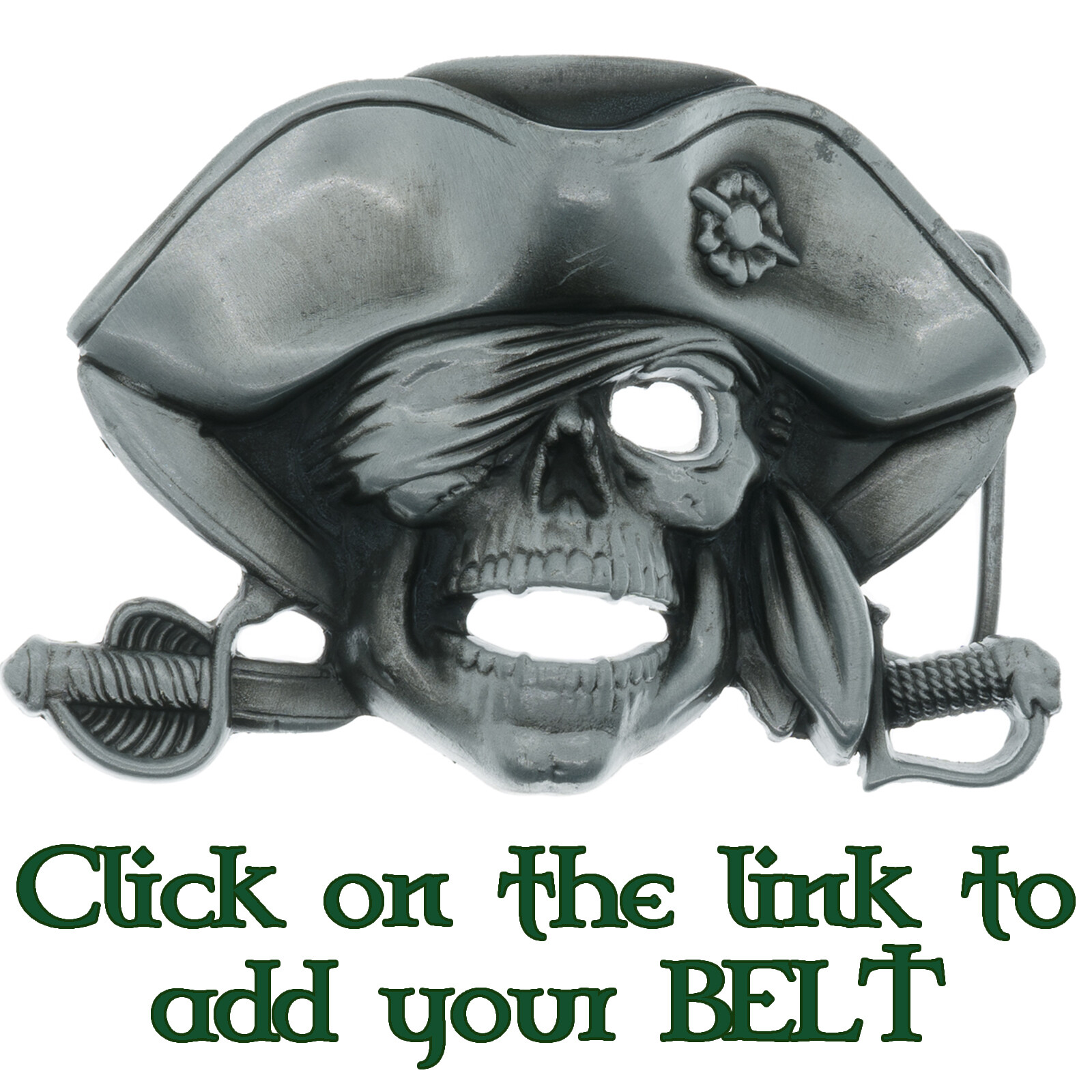 Pirate Skull & Sword Belt Buckle Metal Biker Pewter Style Halloween