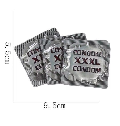 Metal Stainless Steel Silver Black Color Flavor Condom XXXL Shaped Belt Buckle M