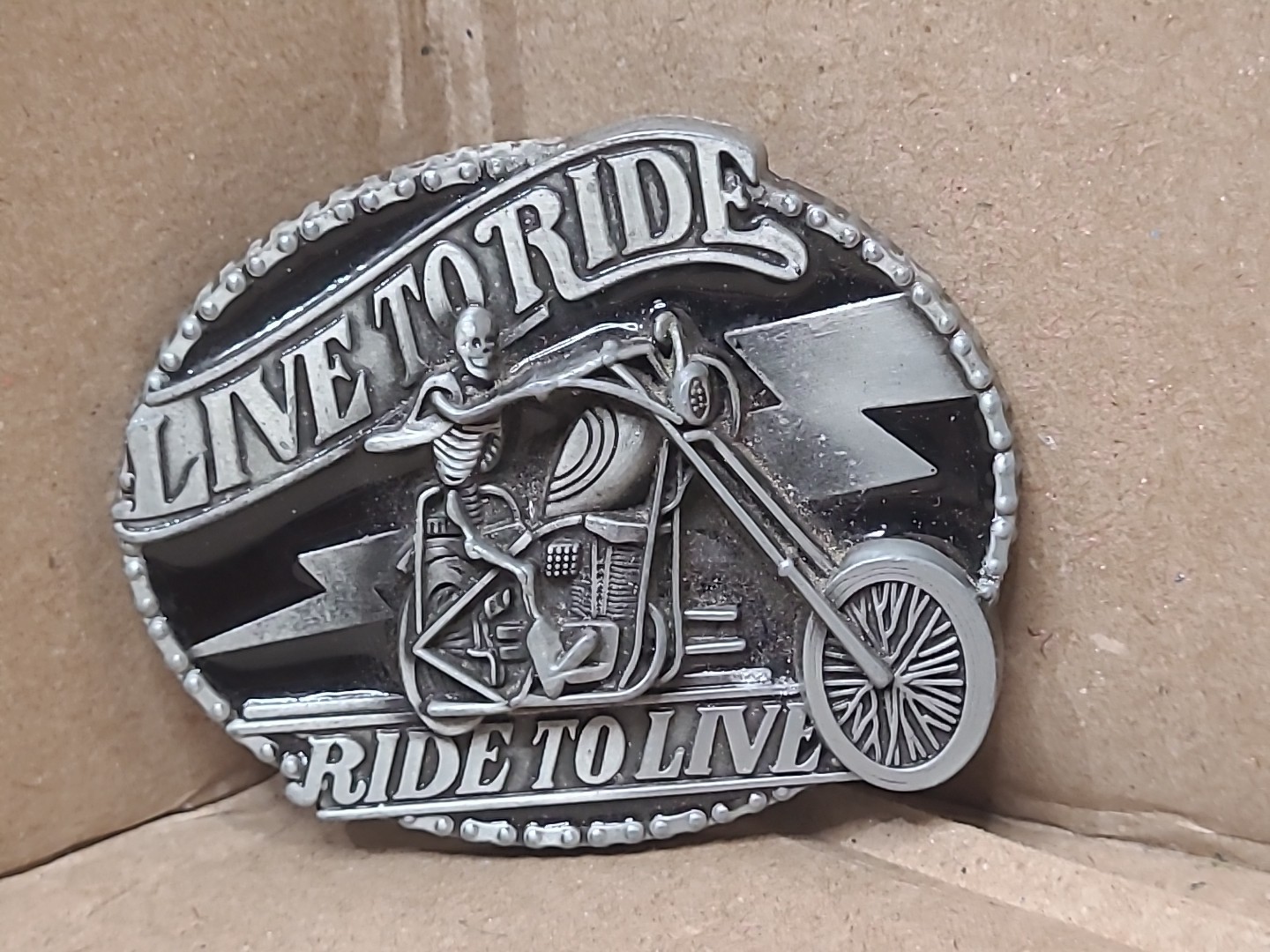 Fashion Mens Western Cowboy Zombie on Motorcycle Belt Buckle Live to Ride