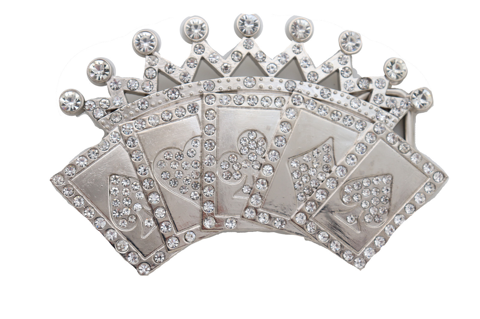 New Men Women Silver Metal Belt Buckle Cool Card Games Crown Gambling Bling Look