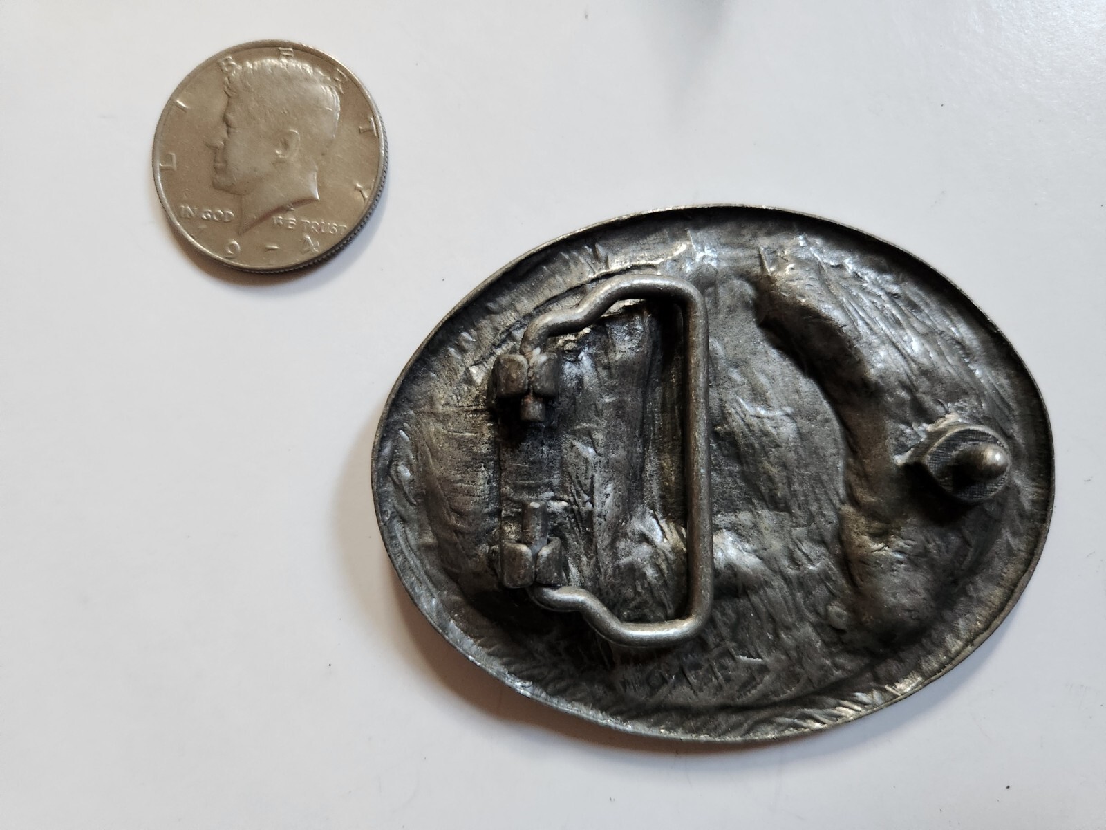 Pewter Belt Buckle Patriotic America Love It or Give it Back Pre Owned