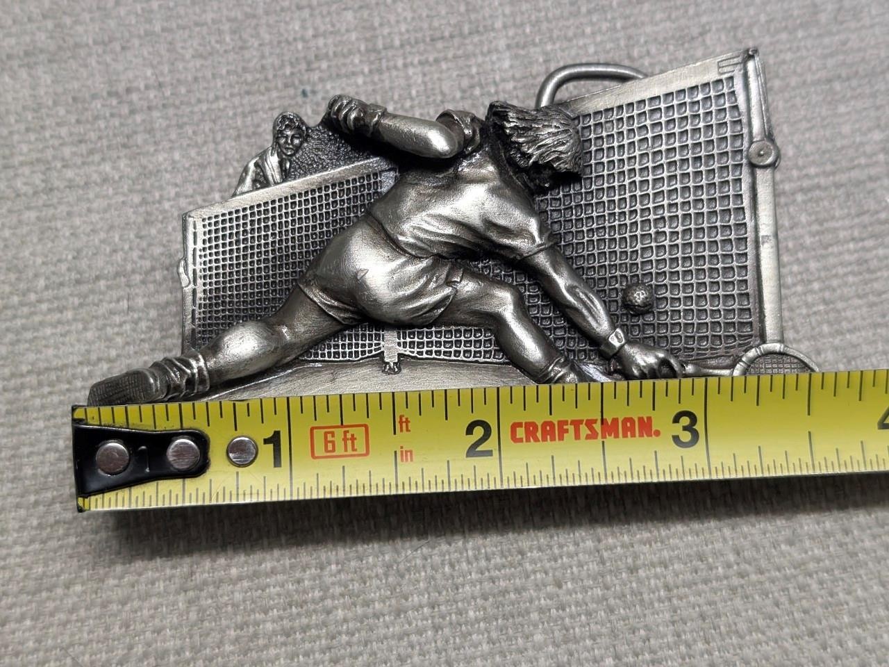 vintage TENNIS belt buckle 70s 80s bjorn borg mcenroe USA made WESTERN bergamot