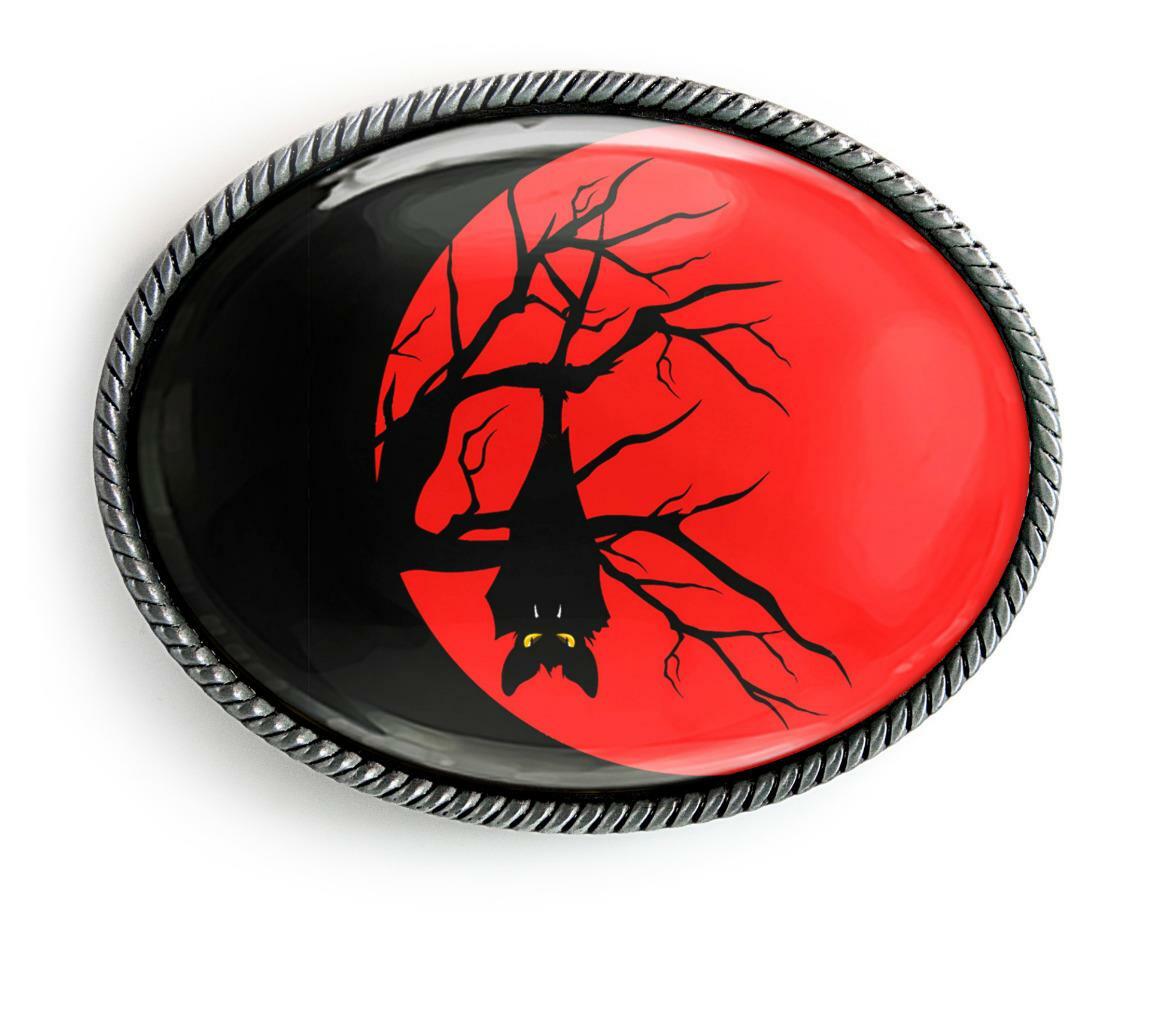 Vampire Bat Halloween Moon Silhouette Handmade Belt Buckle