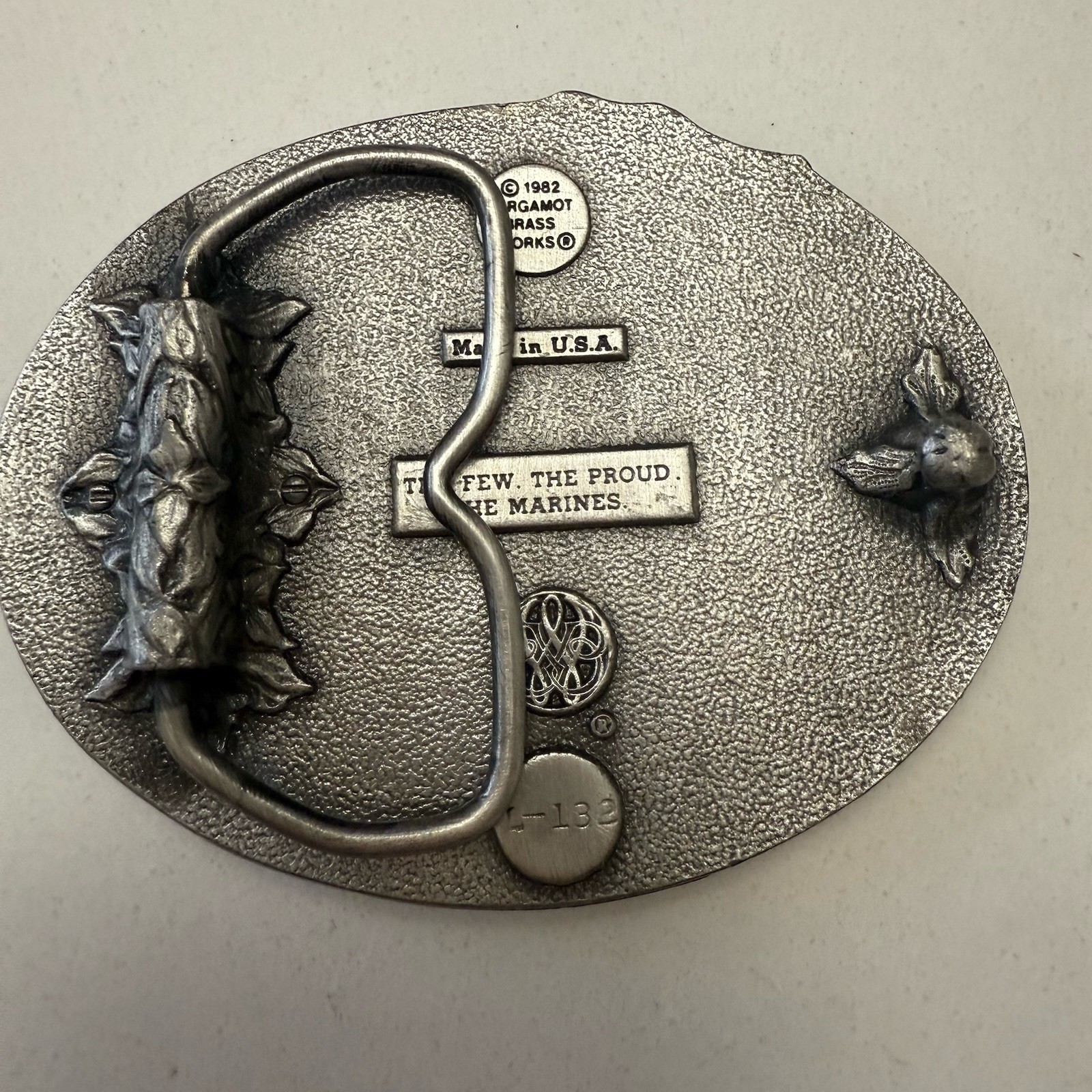 Vintage 1982 US Marines Belt Buckle Iwo Jima Bergamot Brass Works The Few The Pr