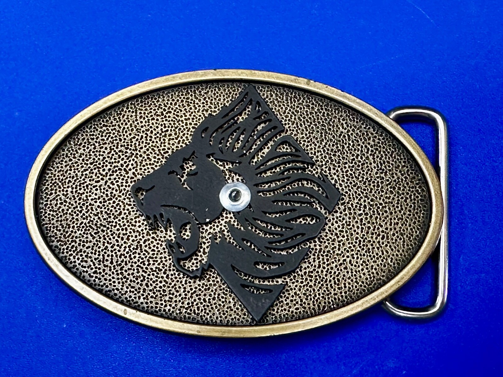 Roaring Lion Tiger Vintage Oval Brass Tone Belt Buckle By Jeans Friend