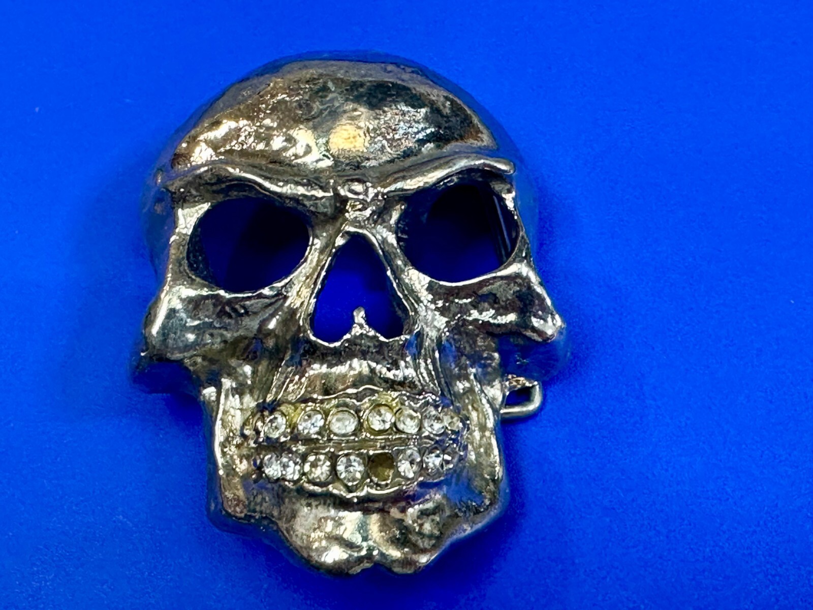 Skull Head with Rhinestone Teeth Halloween Gothic Punk Belt Buckle by Rock Rebel