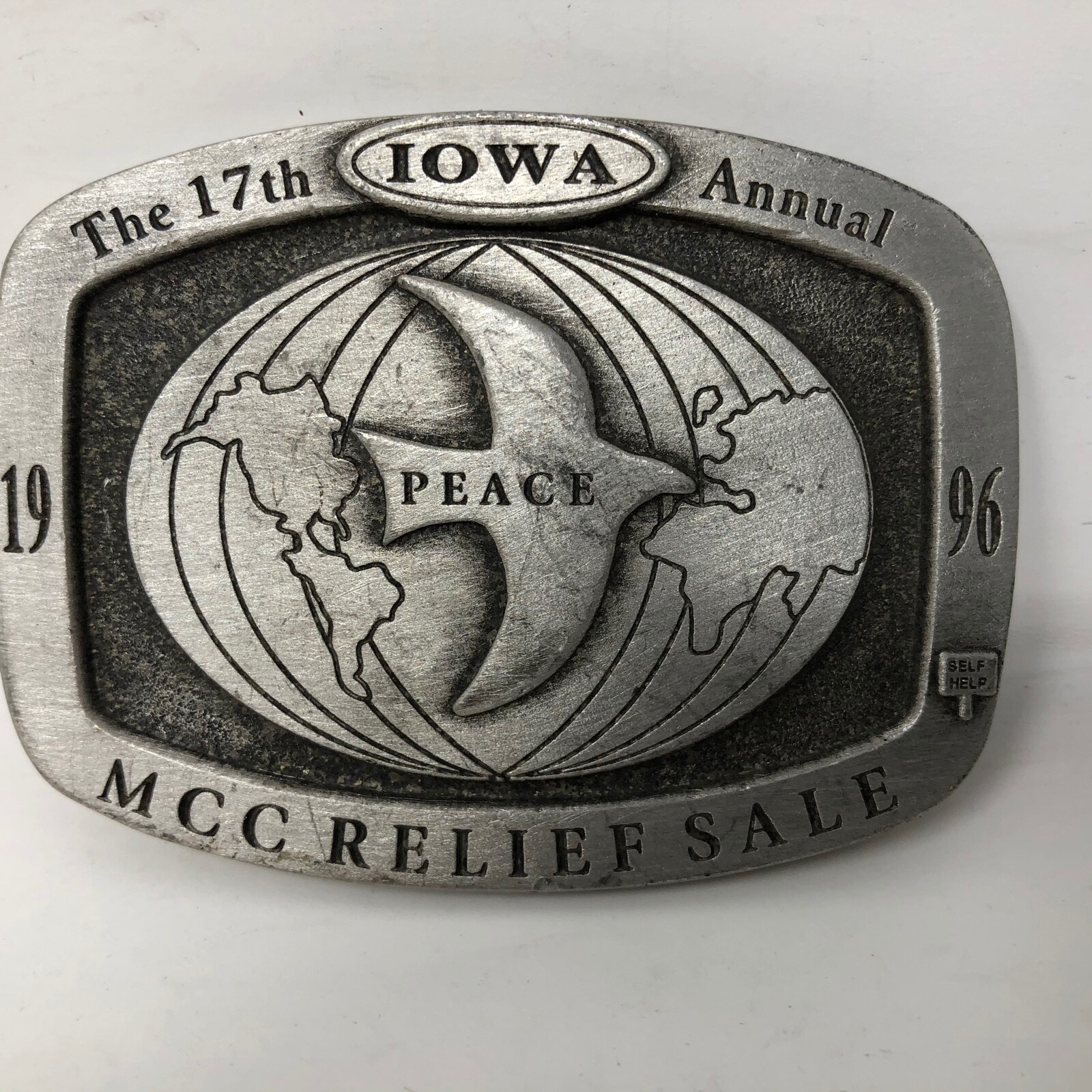 VTG 17th Iowa Annual MCC Relief Sale 1996 Belt Buckle Mennonite Christian Help