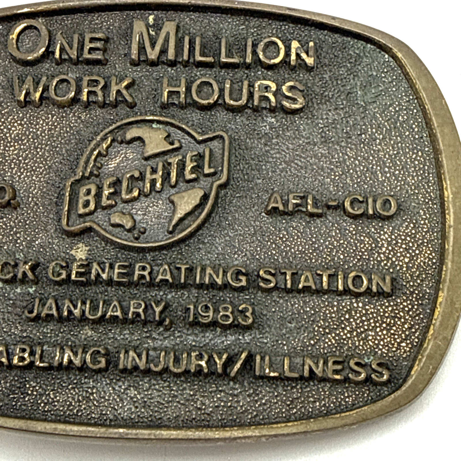Vintage 1983 LIMERICK Generating Station Bechtel AFL-CIO Belt Buckle BTS Safety