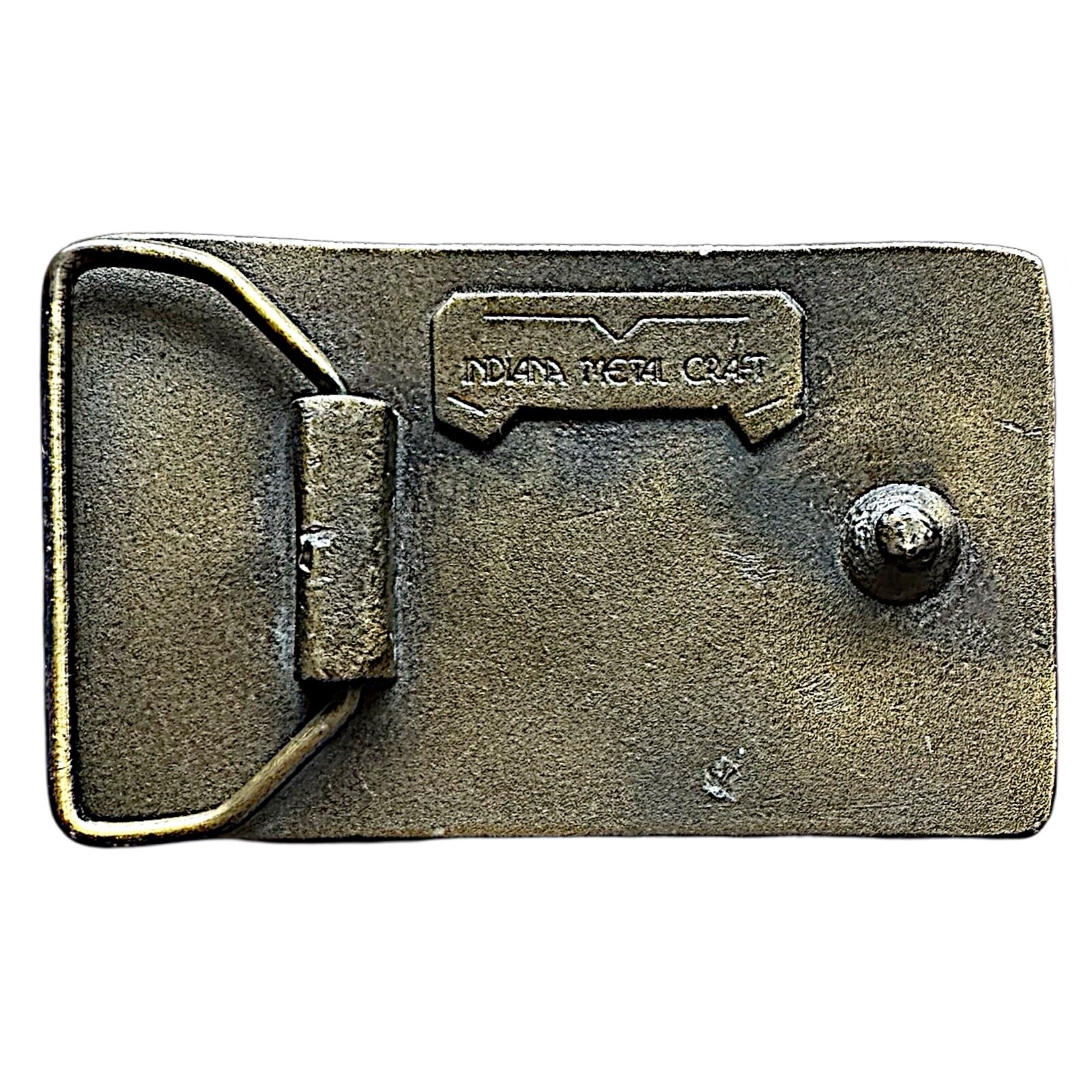 INDIANA METAL CRAFT vintage COUNTRY MUSIC brass belt buckle 3 1/4”x 2”