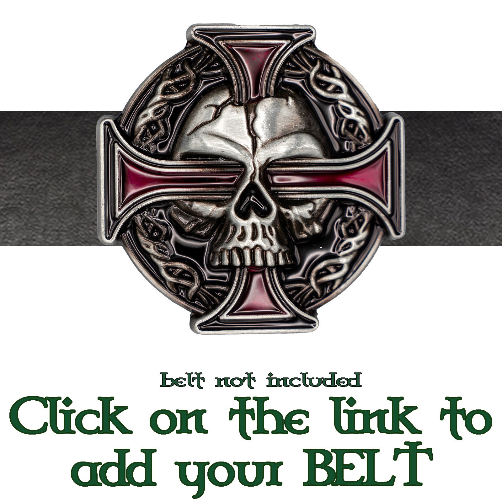 Skull & Iron Cross Metal Belt Buckle Biker UK Gothic Vampire Celtic Vamp Goth