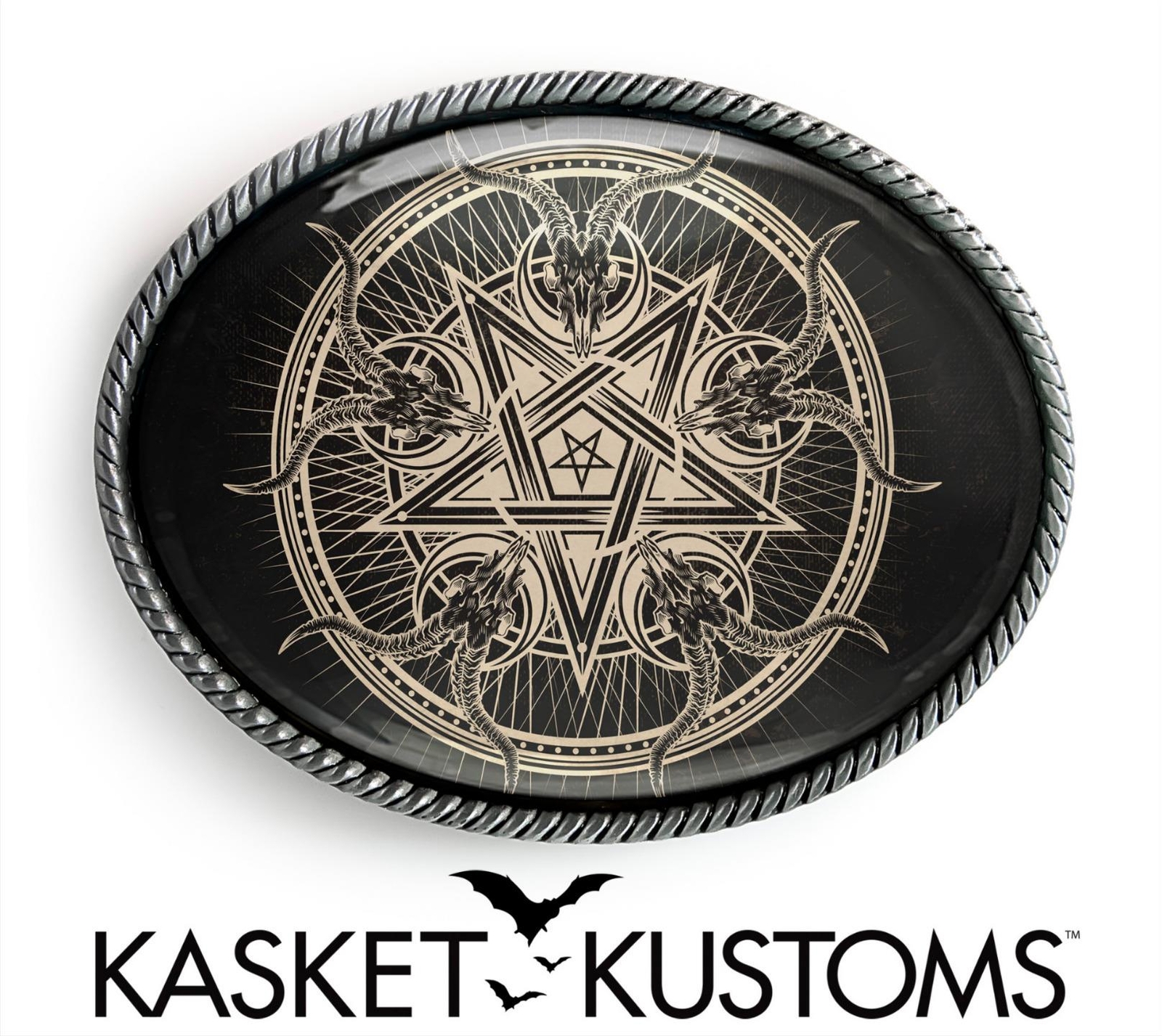 Inverted Pentagram Belt Buckle – Baphomet Goat Head Witchcraft Buckle – 920-SO