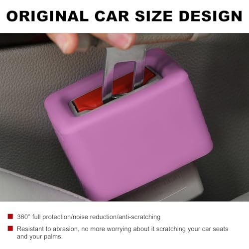 2 PCS Seat Belt Buckle Holder, Non-Slip Silicone Seatbelt Buckle Light Purple