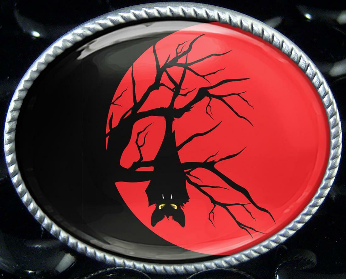 Vampire Bat Halloween Moon Silhouette Handmade Belt Buckle