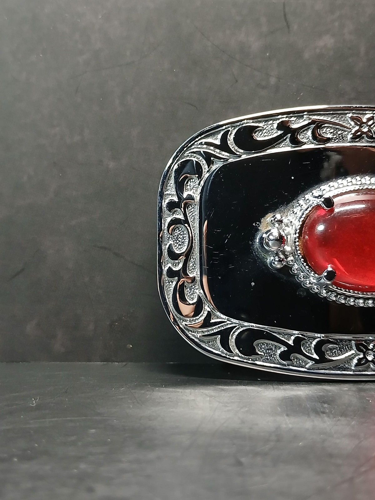 Western Red Stone Silver Belt Buckle