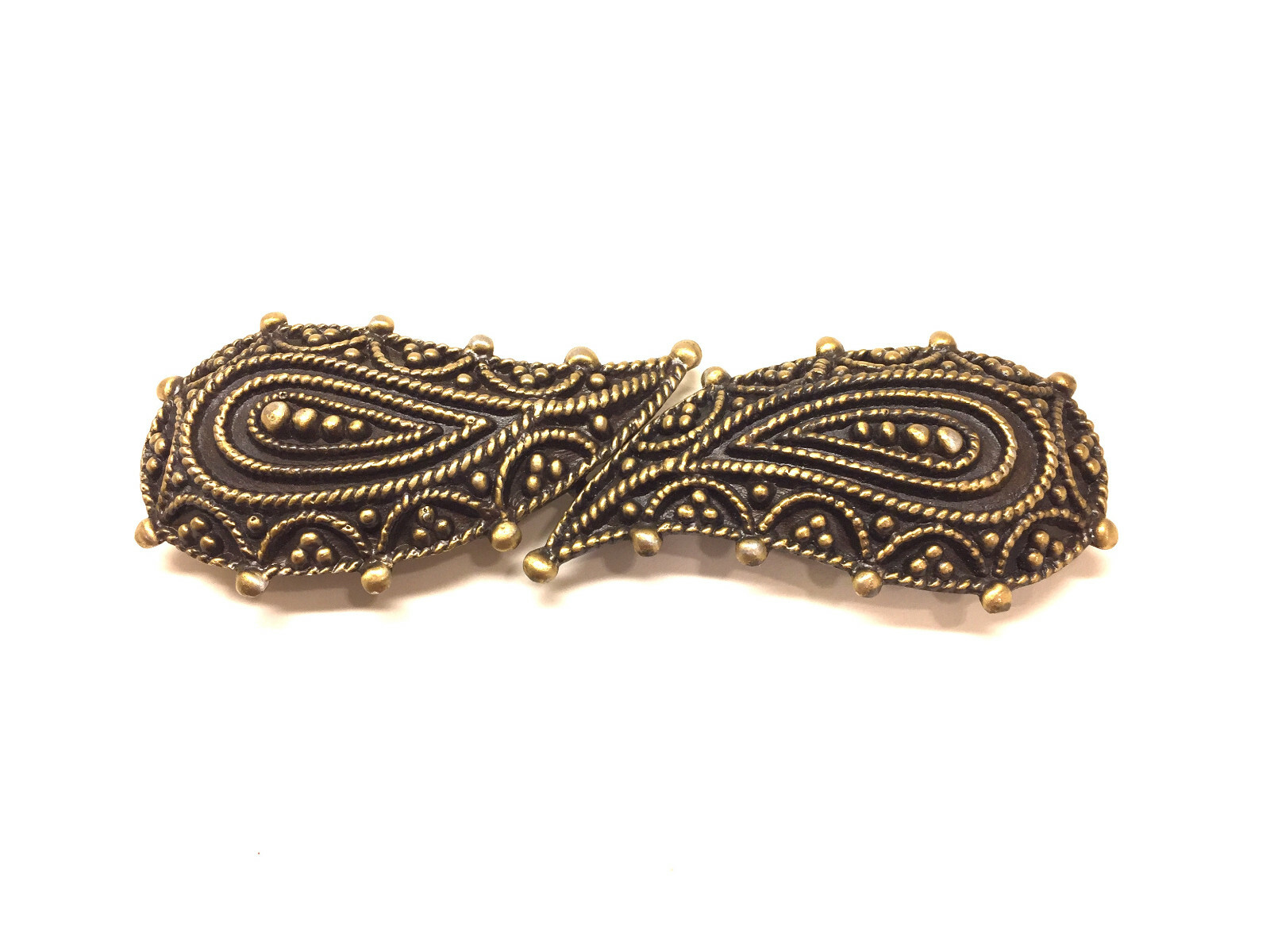 ETRO Antique Bronze Metal Beaded Paisley 1&Prime; Belt Buckle