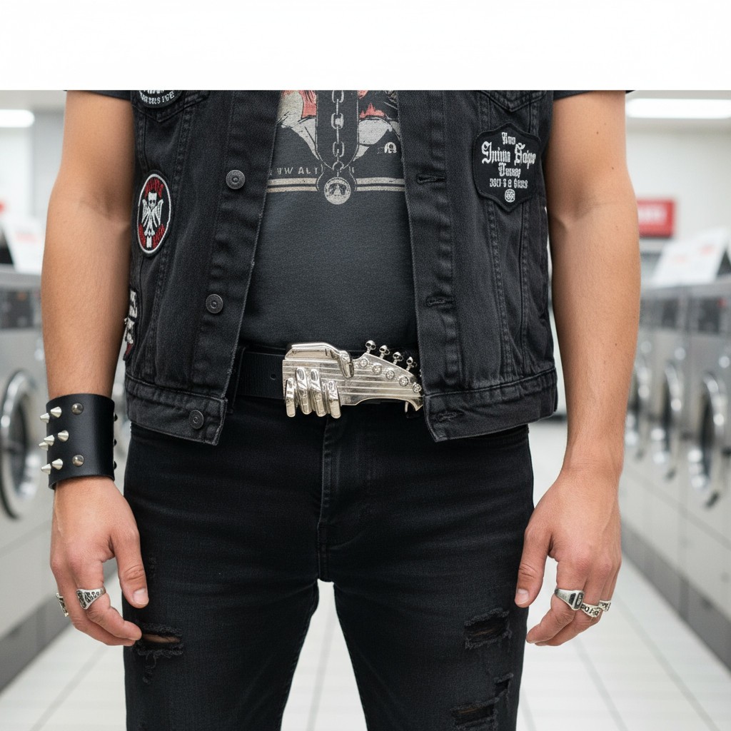 Men Women Silver Metal Buckle Biker Fashion Hand Play Music Band Guitar Skulls