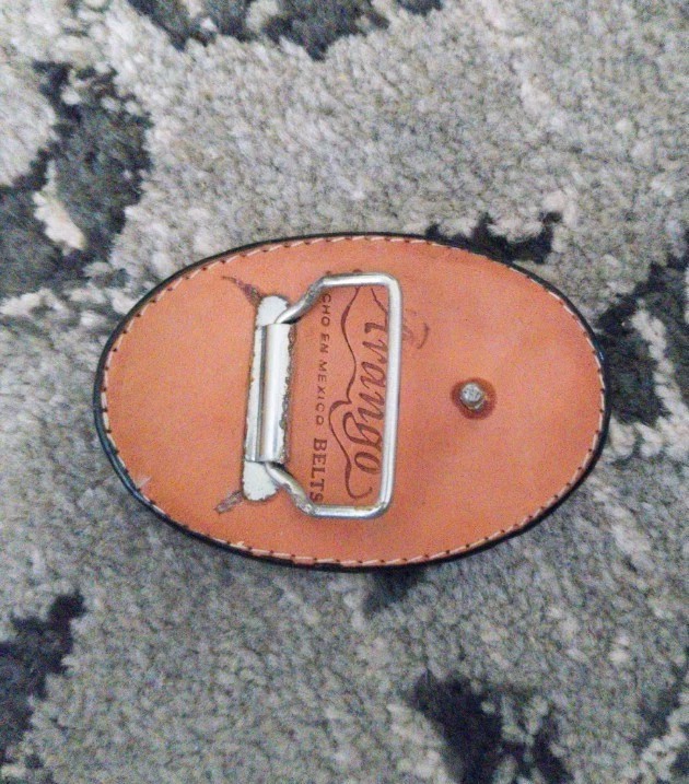 Arango Leather Mexico Black Leather Belt Buckle 3 1/2&Prime; X 2 1/2&Prime;