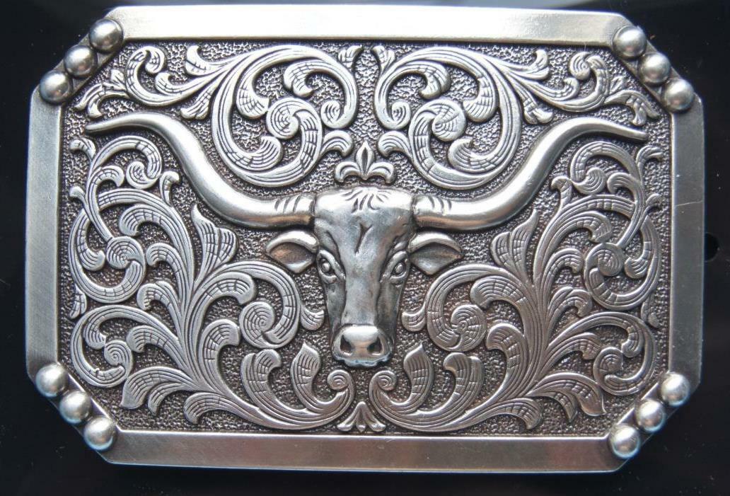 Nocona Vintage Looking Western Longhorn Belt Buckle 37596