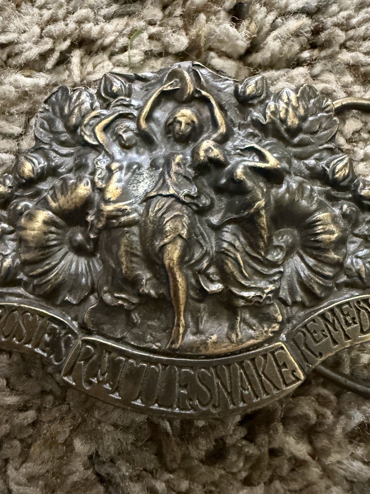 Vintage 1974 Rare Hard-to Find Rosie&rsquo;s Rattlesnake Remedy – Bergamot Belt Buckle