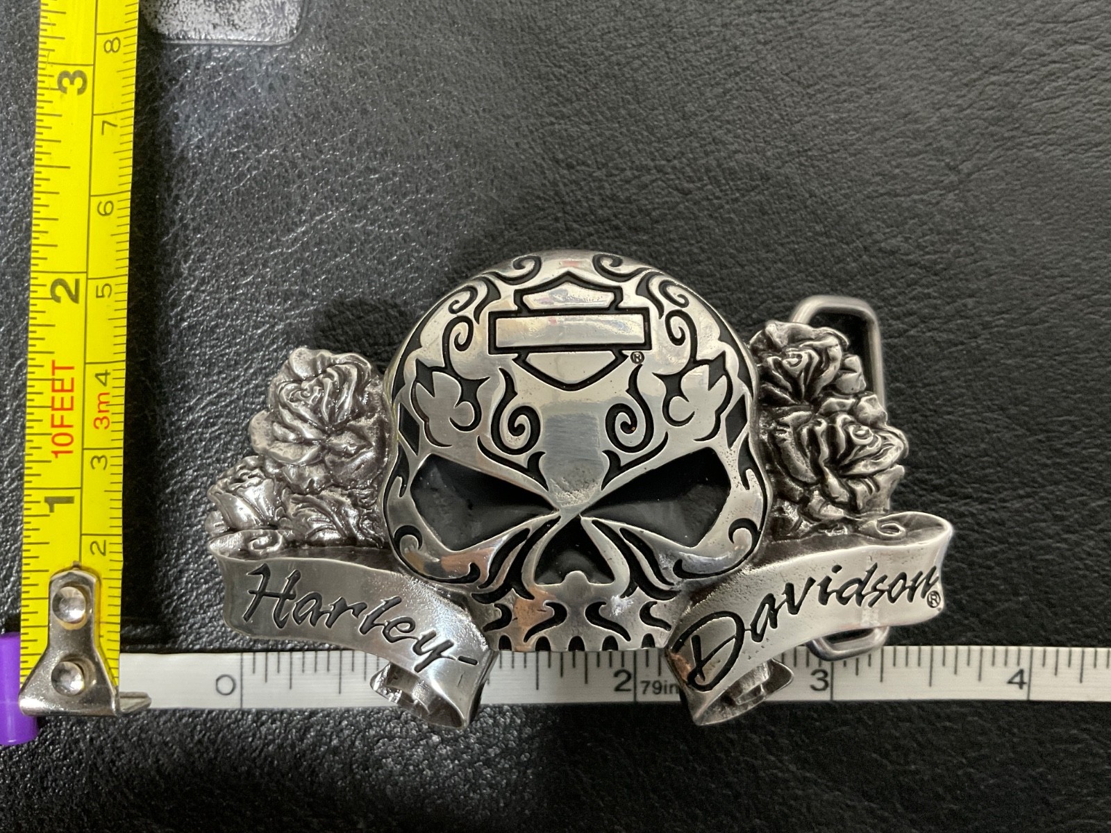 Harley-Davidson “Sugar” Willie G skull belt buckle .#HDWBU10450.Silver plaited