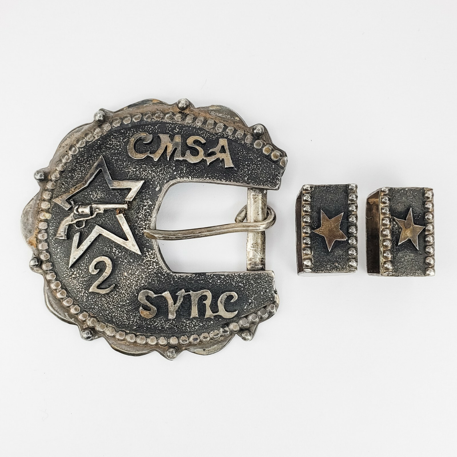CMSA Belt Buckle Sterling Silver OS Silver SVRC Mounted Shooters 2 Retainers