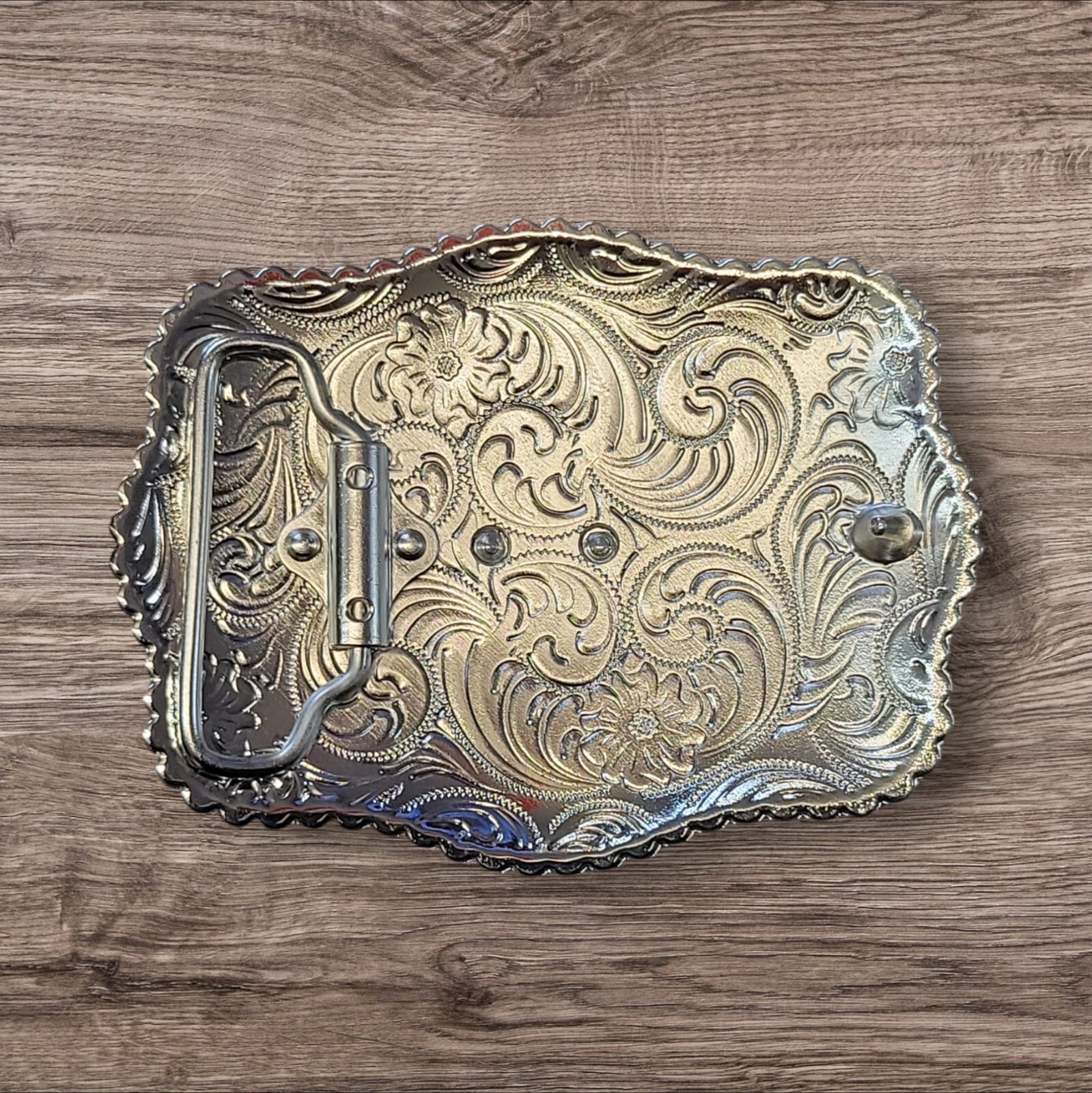 Christian Cowboy Belt Buckle For Man 4.25&Prime;x3.25&Prime; Silver Tone/Gold/Black
