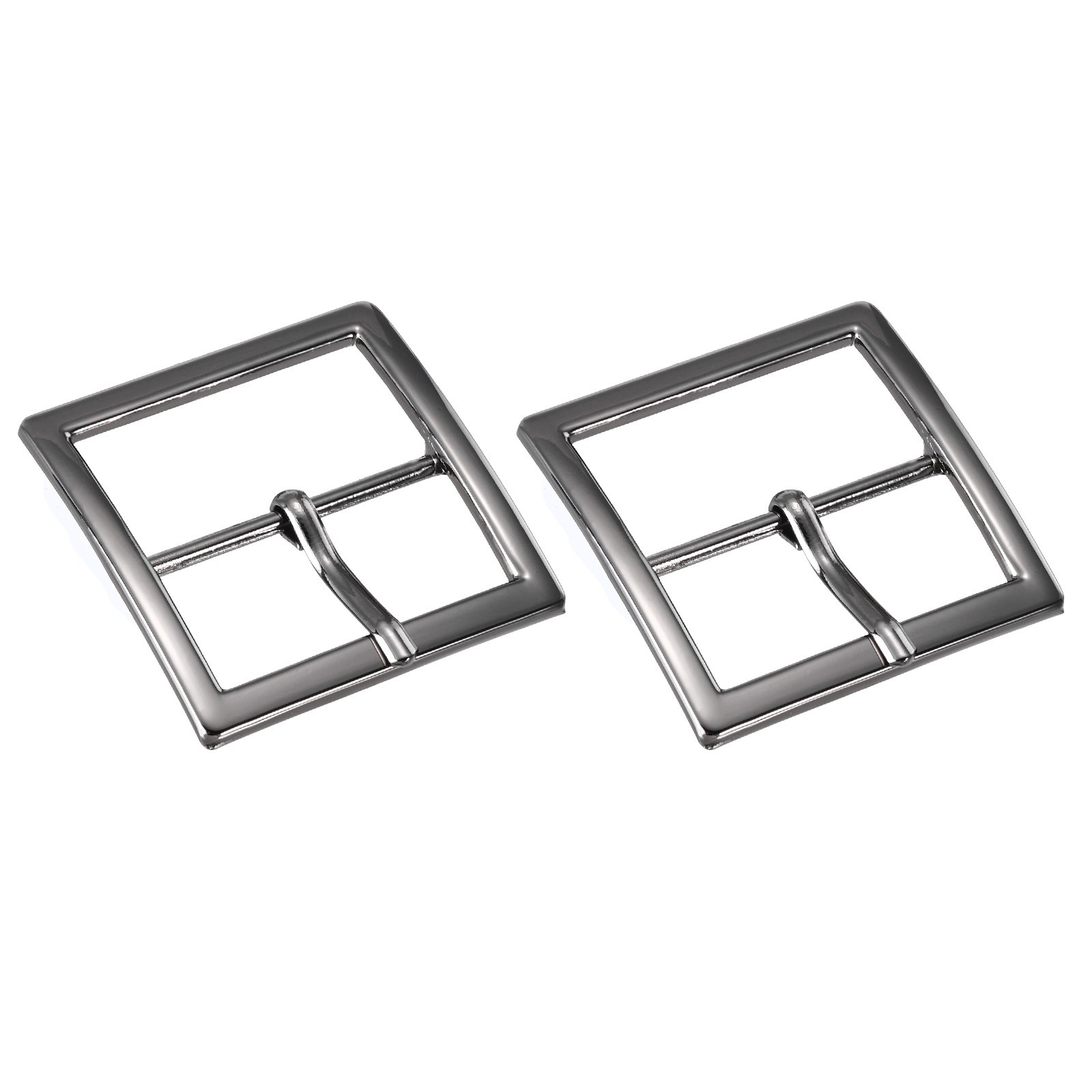 2Pcs 1.5&Prime; Single Prong Belt Buckle Square Center Bar Buckles for Belt,Black