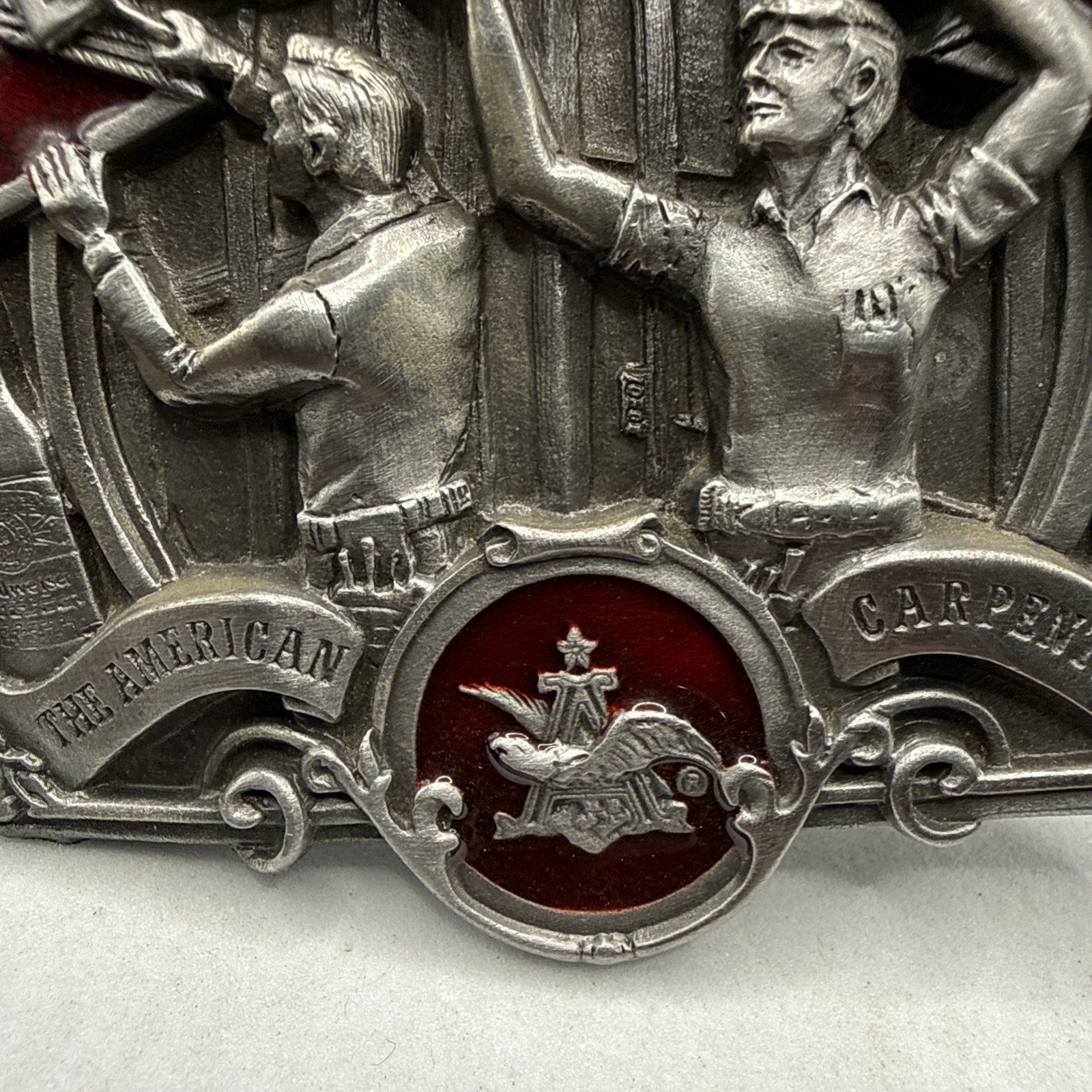 Vtg Anheuser-Busch Budweiser Belt Buckle 1987 American Carpenter Salute C-175