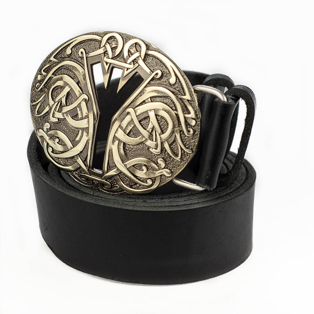Runic german silver belt buckle Algiz, Life Rune Celtic Old Norse Scandinavian