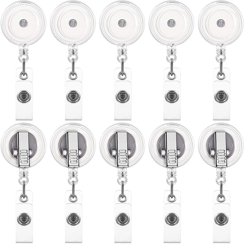 Transparent Metal Sturdy Portable Transparent Rotatable Metal Clip ID Badge Reel