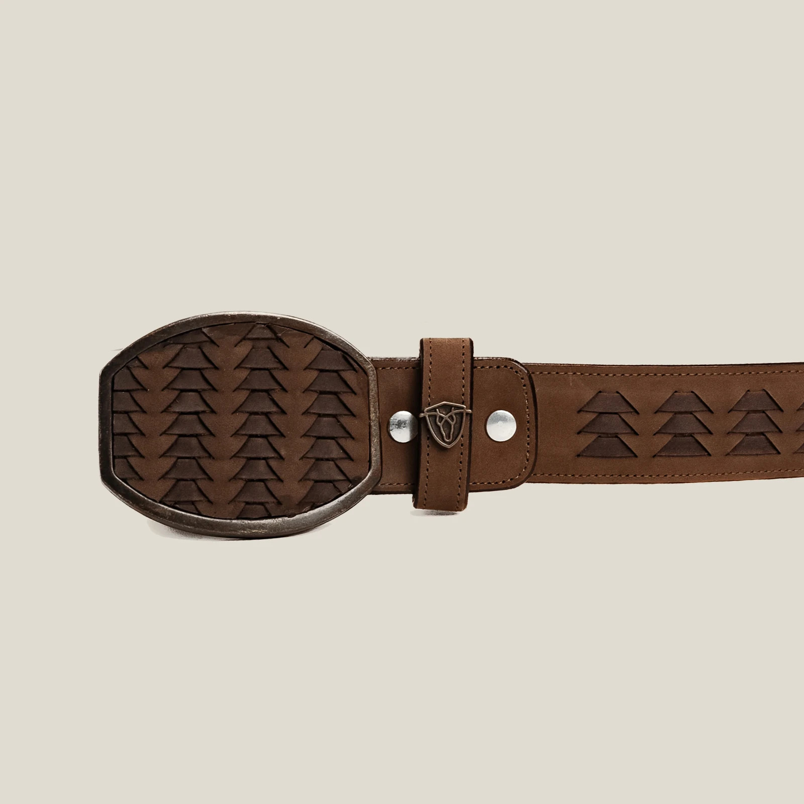Genuine Braided Petatillo Leather Western Belt with Removable Buckle – Brown