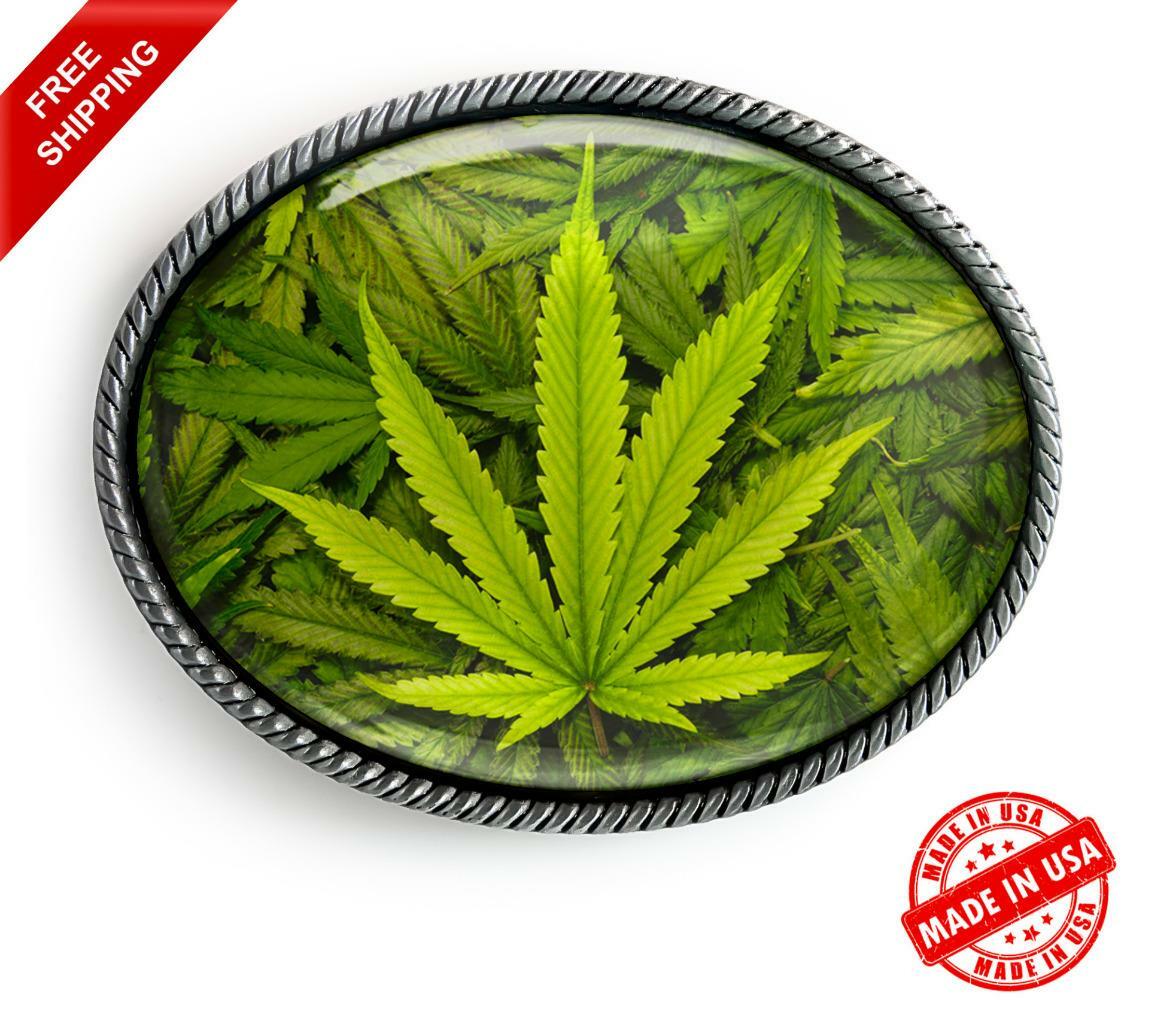 Marijuana Belt Buckle – High Times Weed Pot Leaf Handmade Accessory Gift – 730