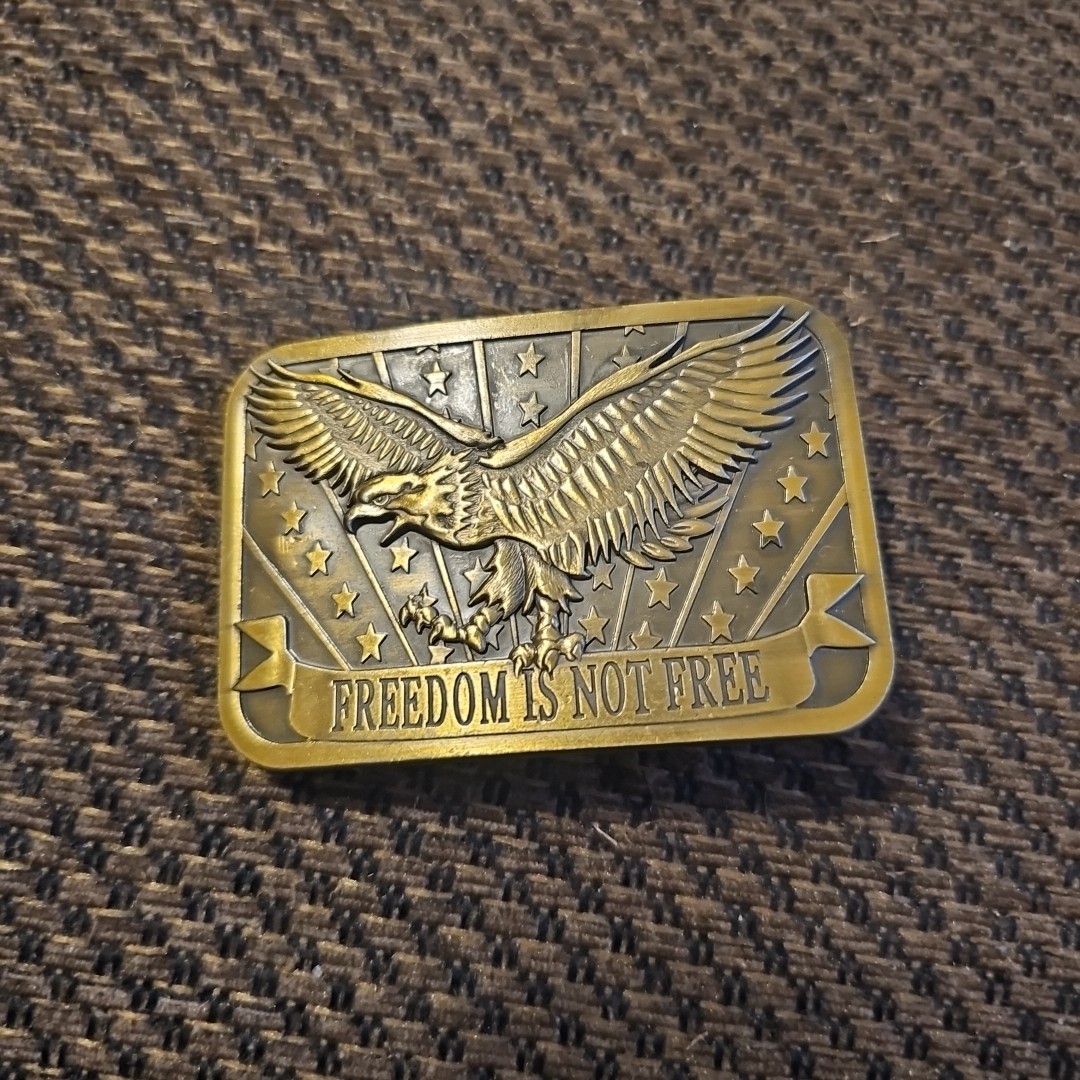 Freedom Is Not Free Brass Belt Buckle Eagle Stars Strips By Sponsor2014 2&Prime;Belt/W