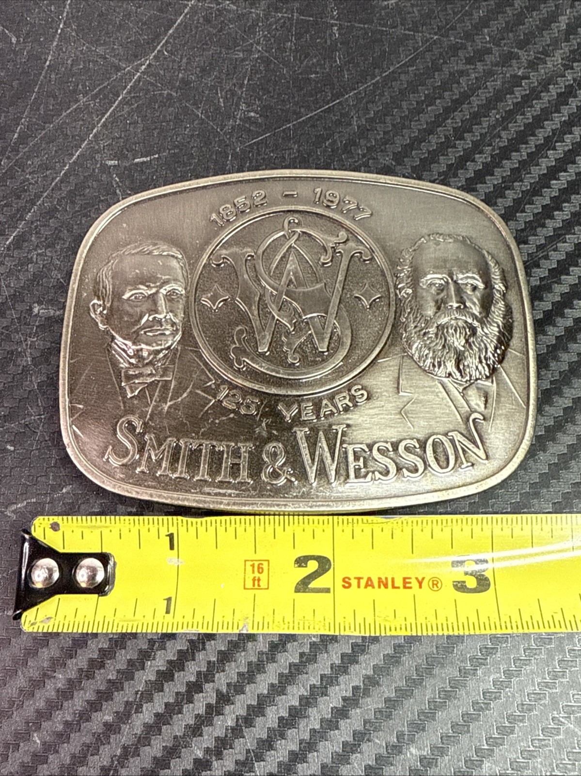 Vintage Smith & Wesson 125 Years Anniversary Belt Buckle 1852-1977 Founders Logo