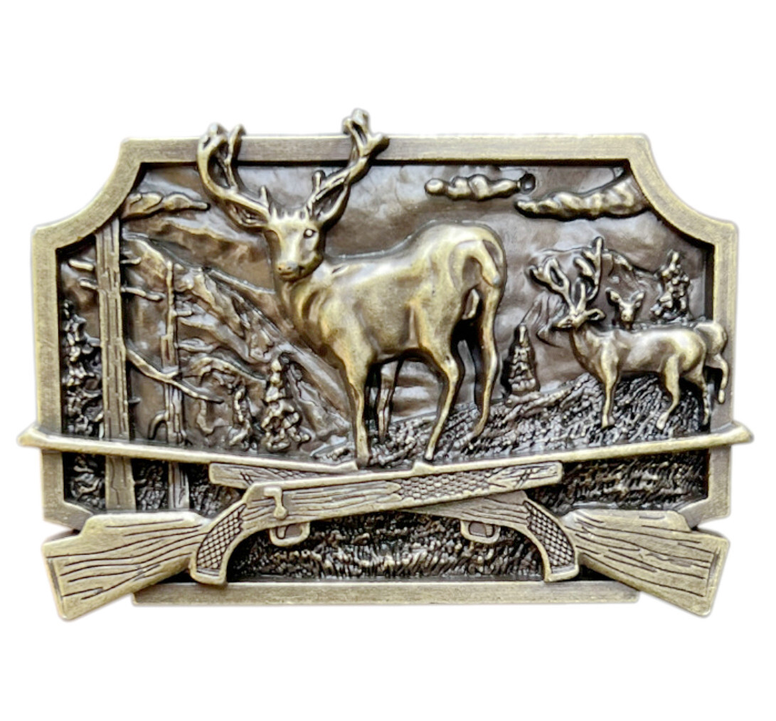 Deer Hunting Belt Buckle Western Cowboy Cowgirl Native American (DER-02-G)